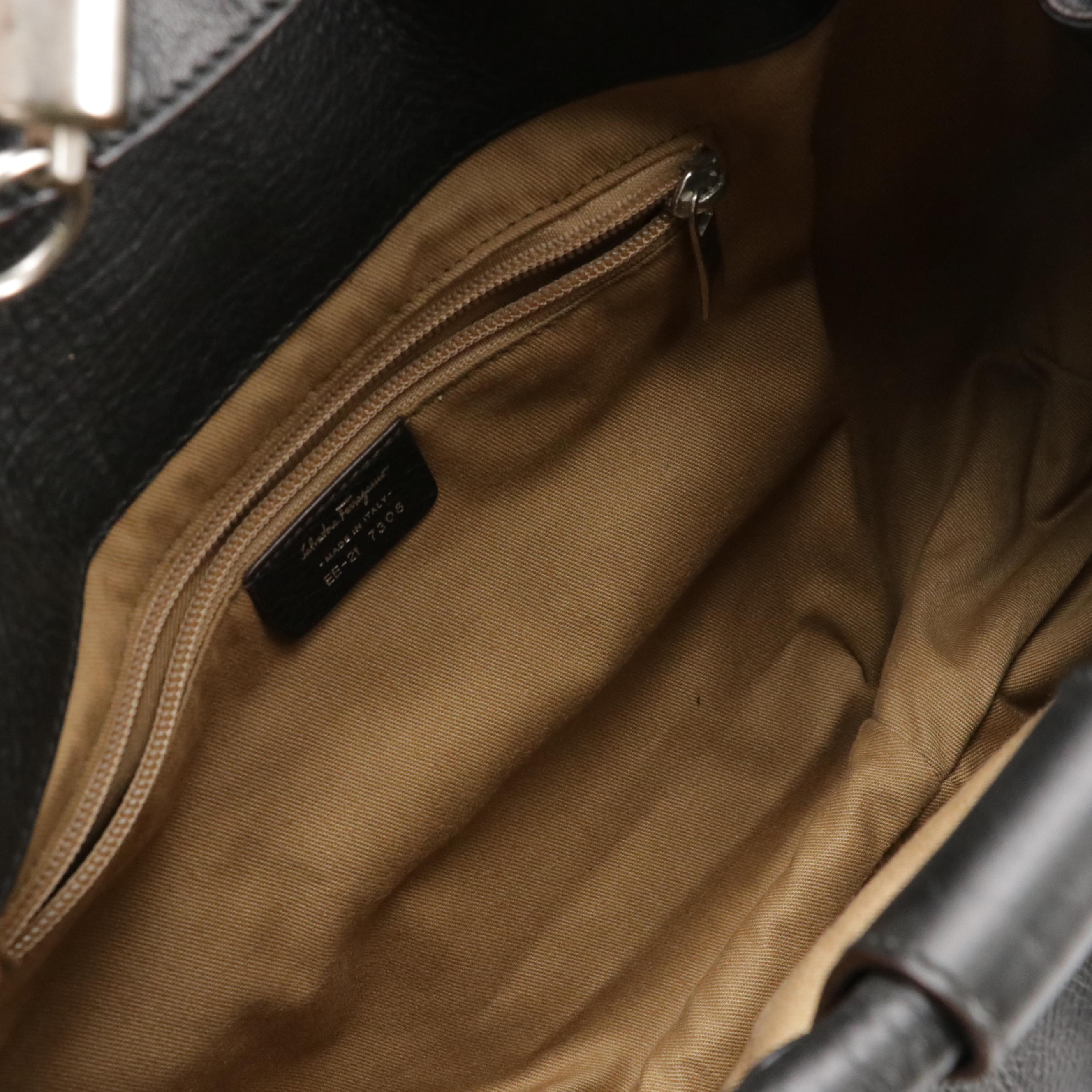 Salvatore Ferragamo Gancini Tassel Double Zippered Hobo Shoulder Bag in Leather