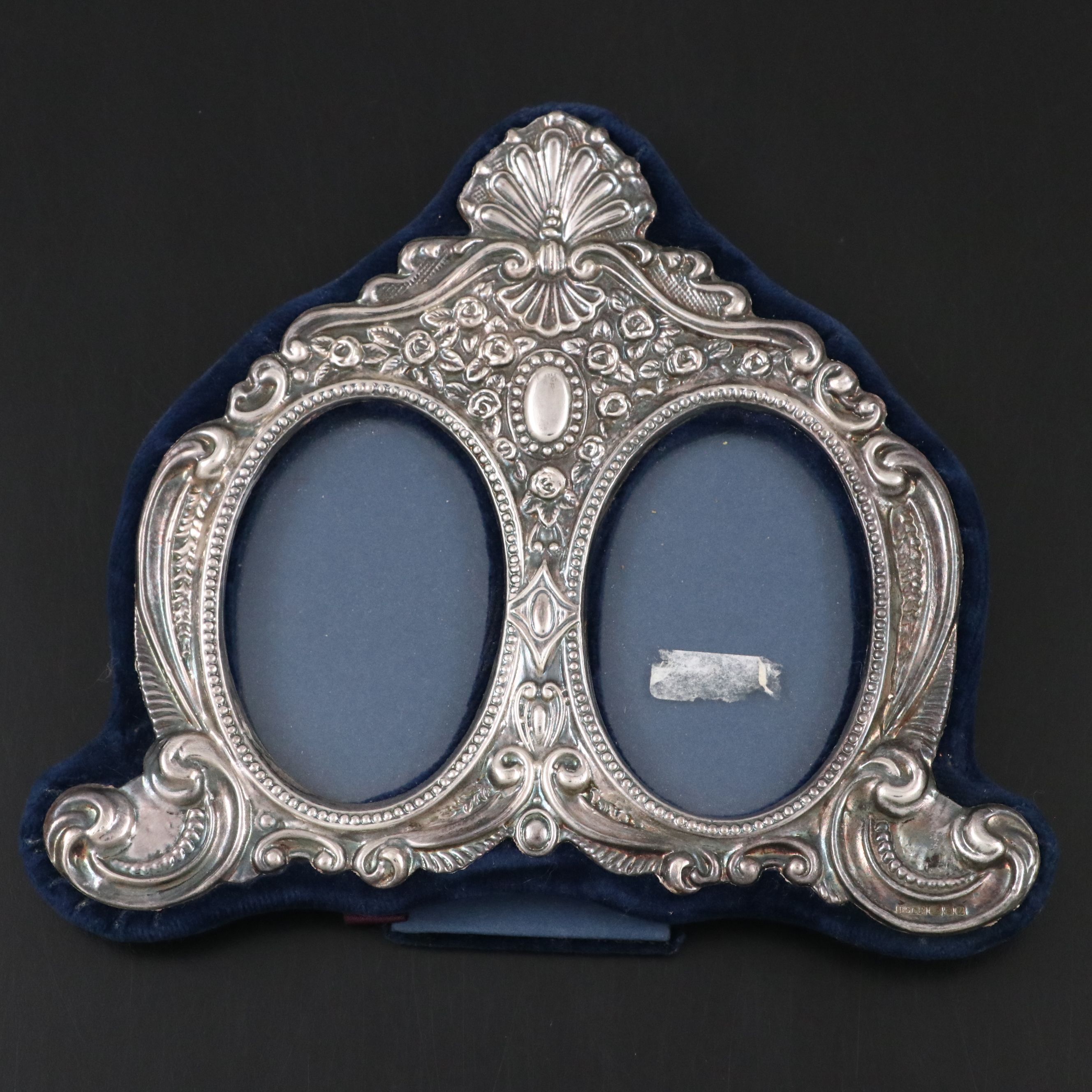 English Rococo Style Sterling Silver Fronted Double Tabletop Frame, 1994