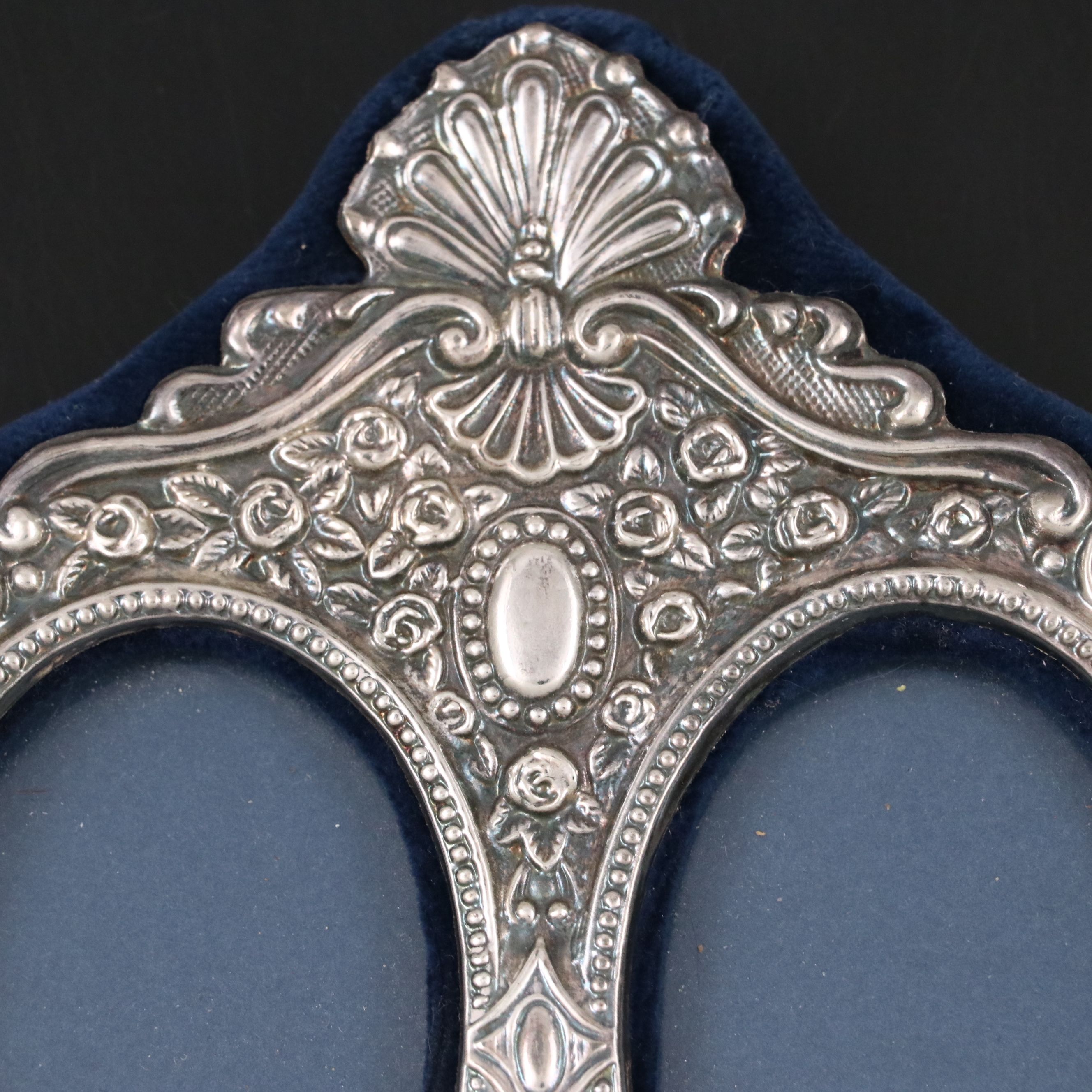 English Rococo Style Sterling Silver Fronted Double Tabletop Frame, 1994