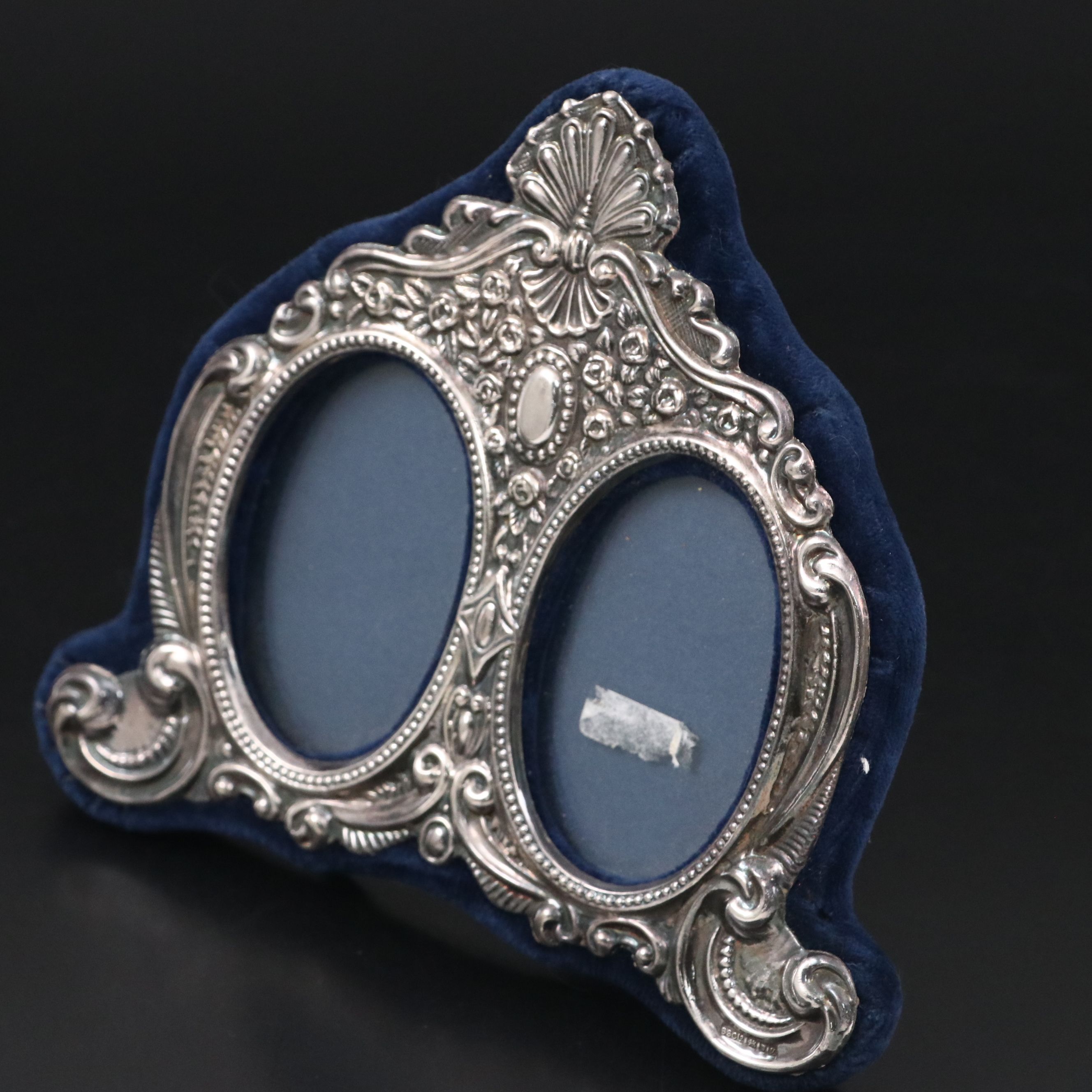 English Rococo Style Sterling Silver Fronted Double Tabletop Frame, 1994