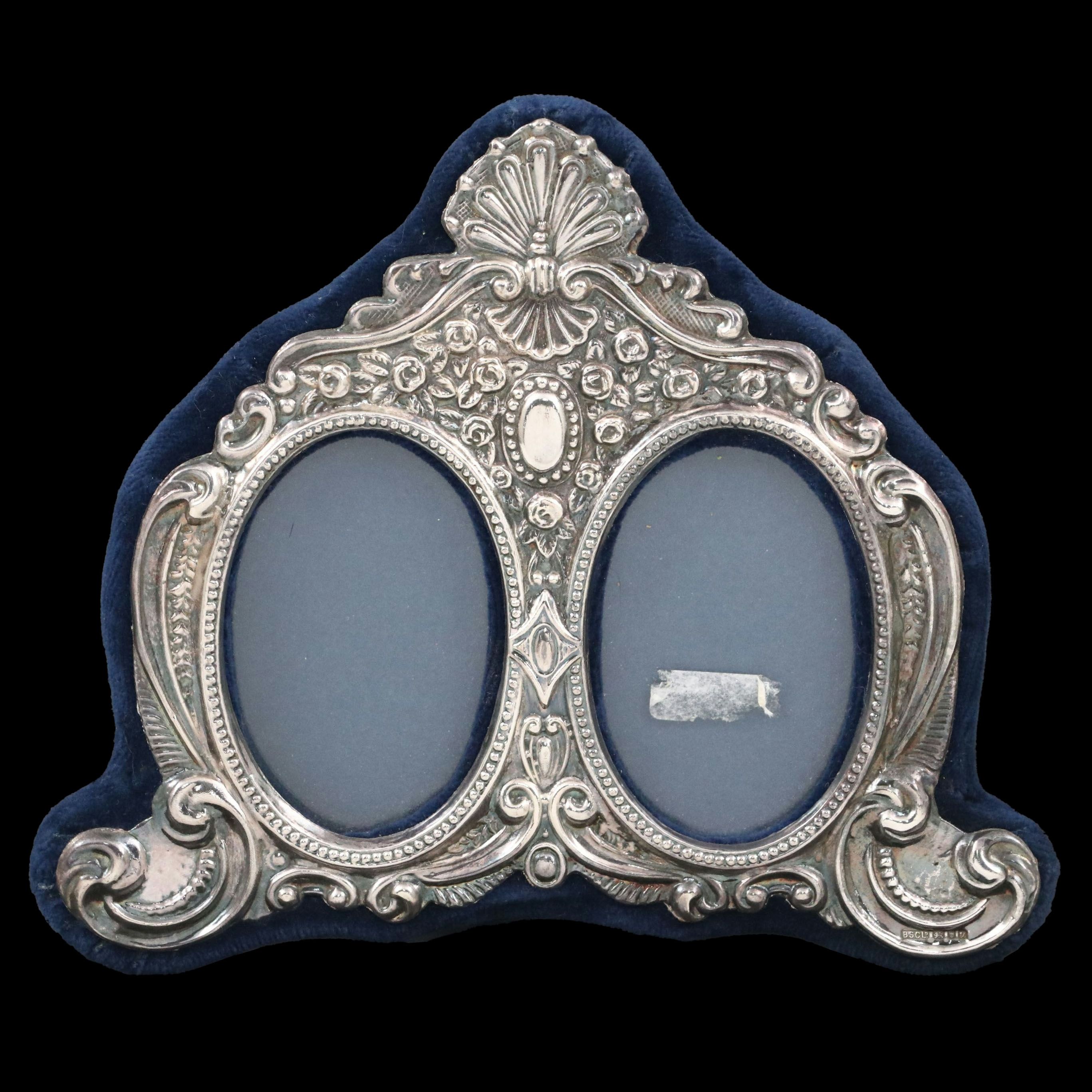 English Rococo Style Sterling Silver Fronted Double Tabletop Frame, 1994