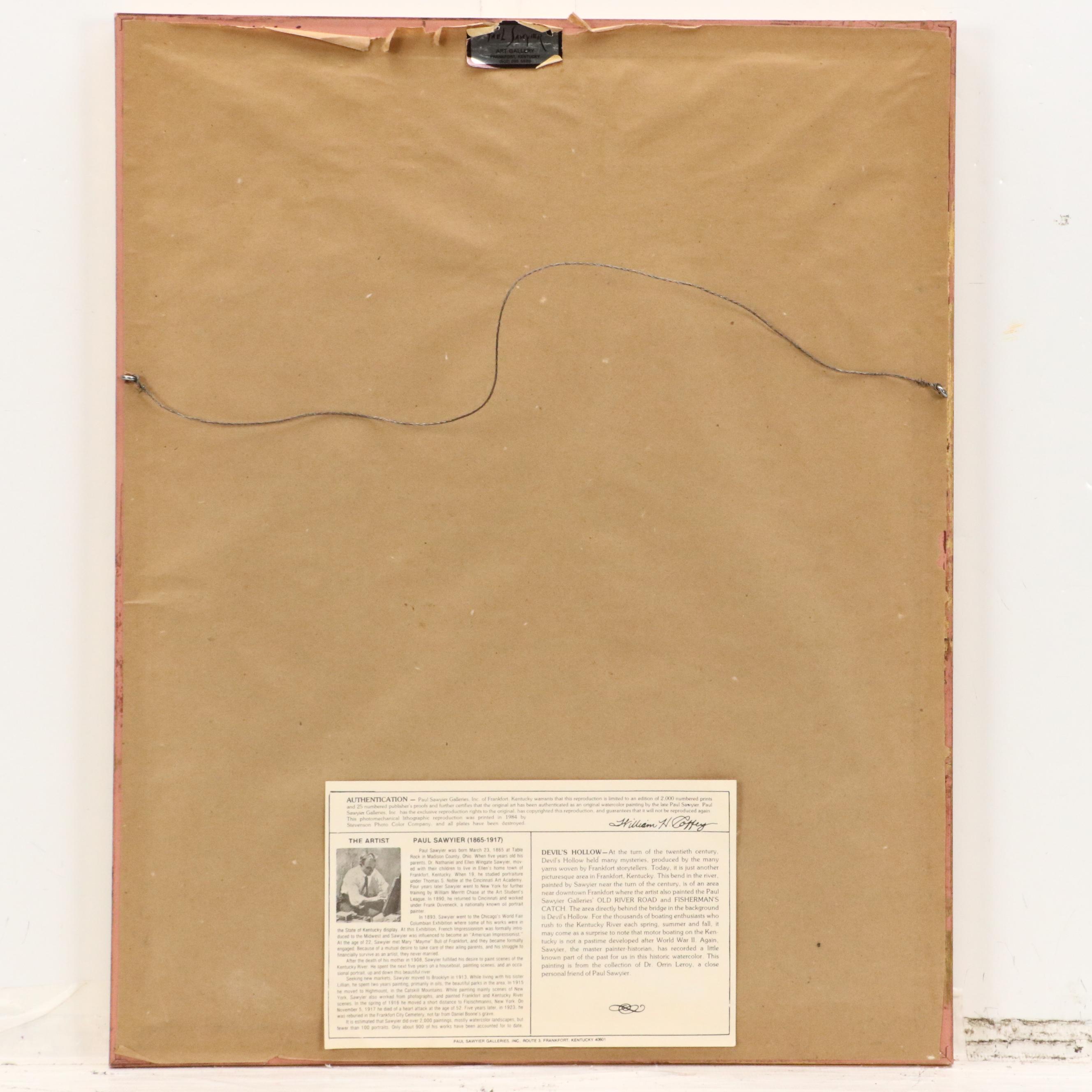 After Paul Sawyier Offset Lithograph "Devil's Hollow," 1984