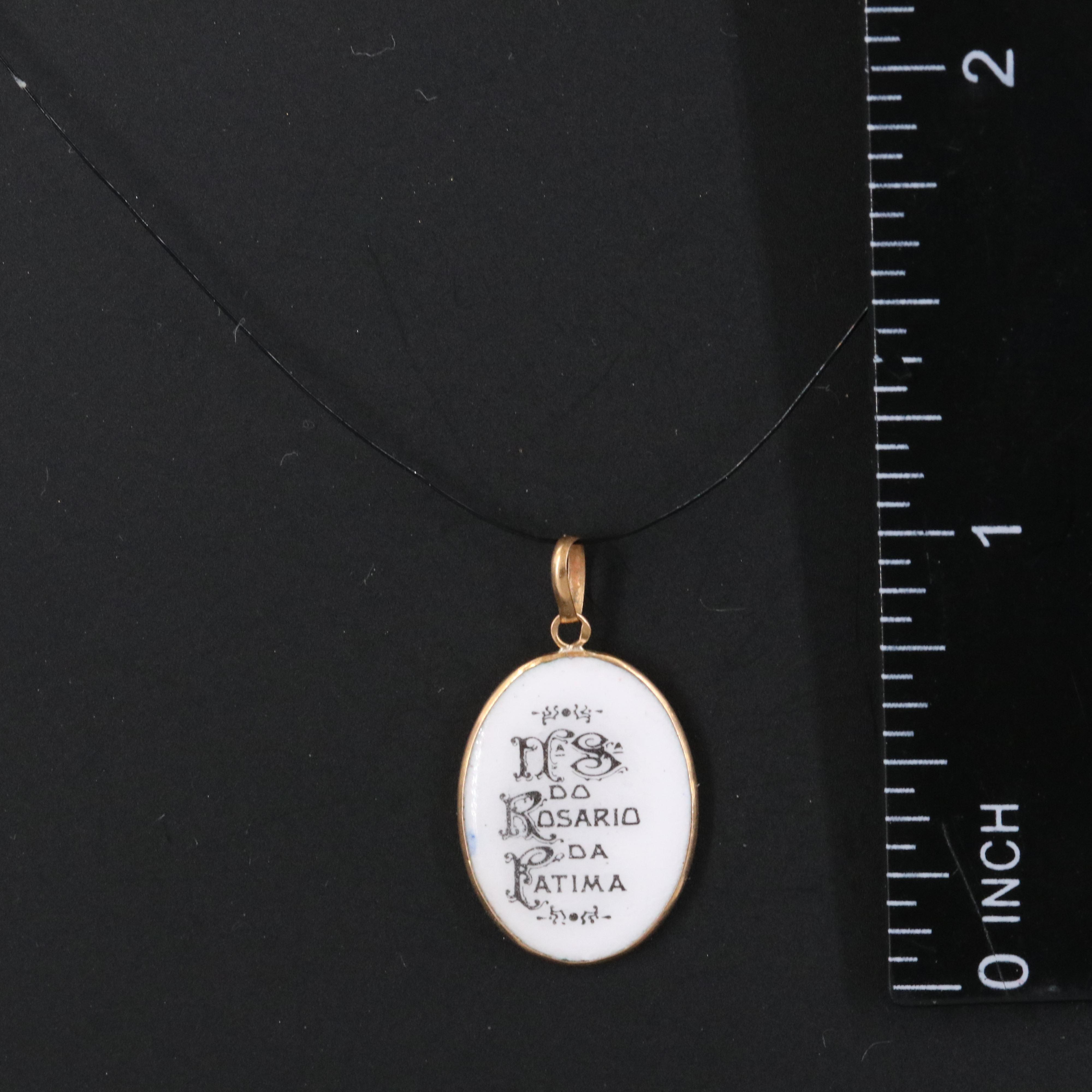 Portuguese 19K "Our Lady of the Holy Rosary of Fatima" Pendant