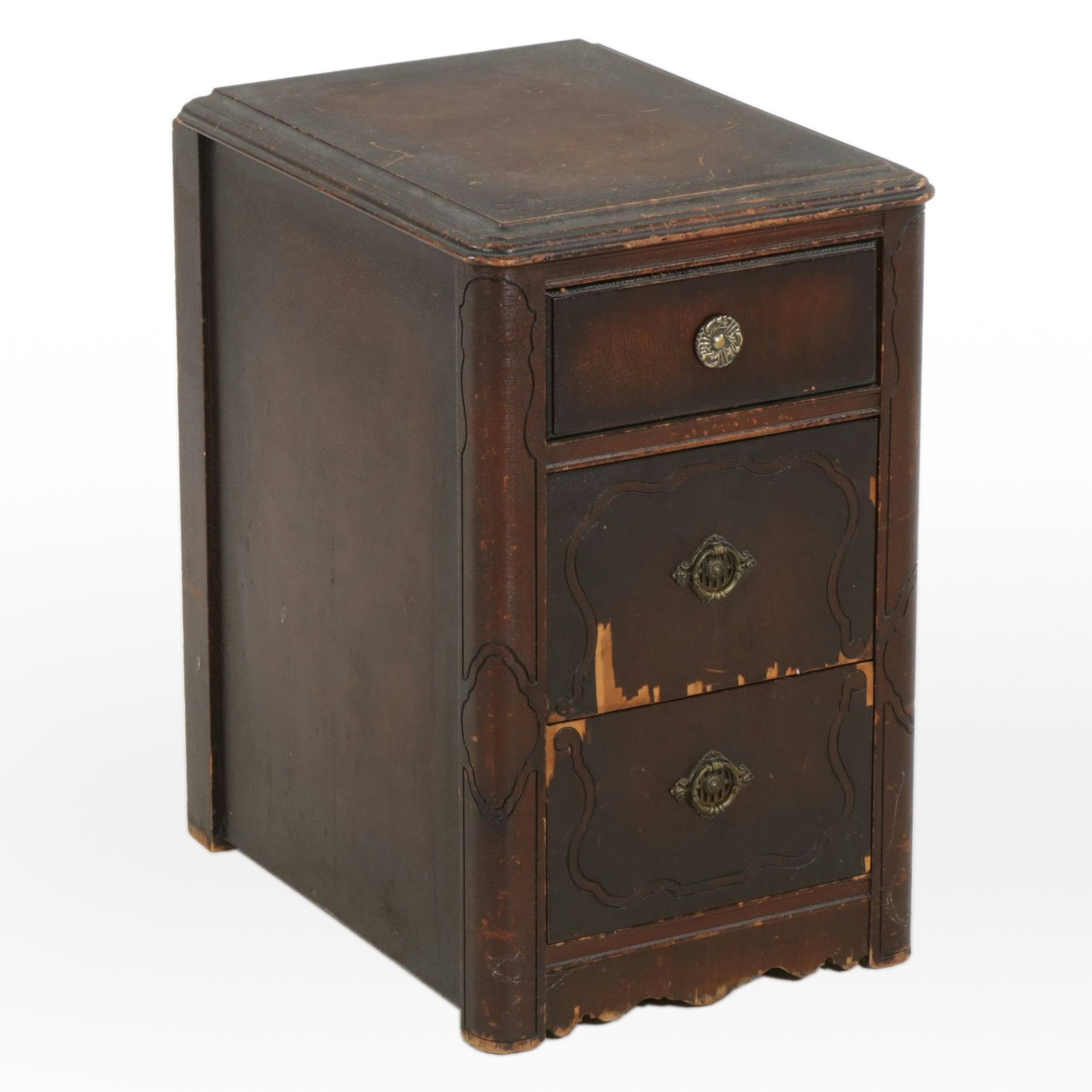 Mahogany Veneer Nightstand, Early 20th Century