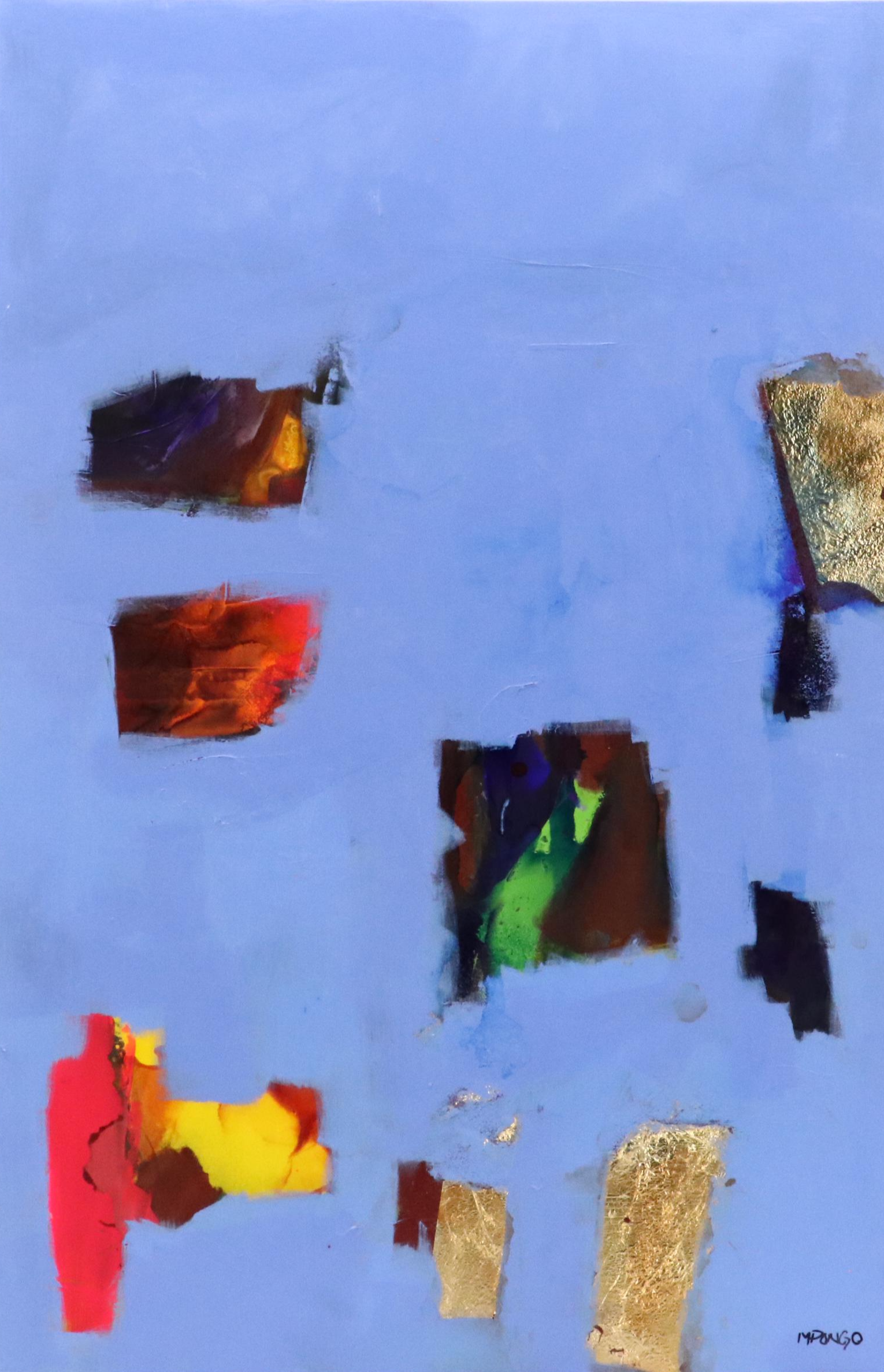 Milagros Pongo Blue Abstract Mixed Media Acrylic Painting, 2025