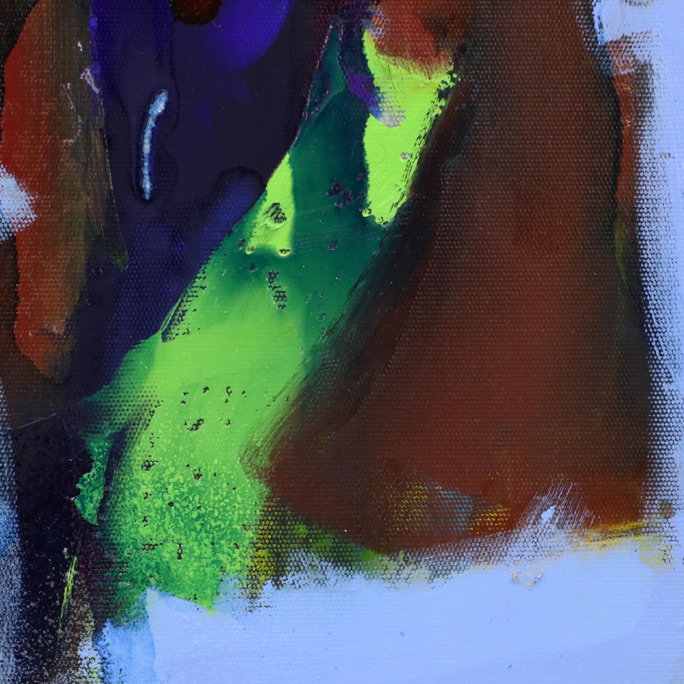 Milagros Pongo Blue Abstract Mixed Media Acrylic Painting, 2025