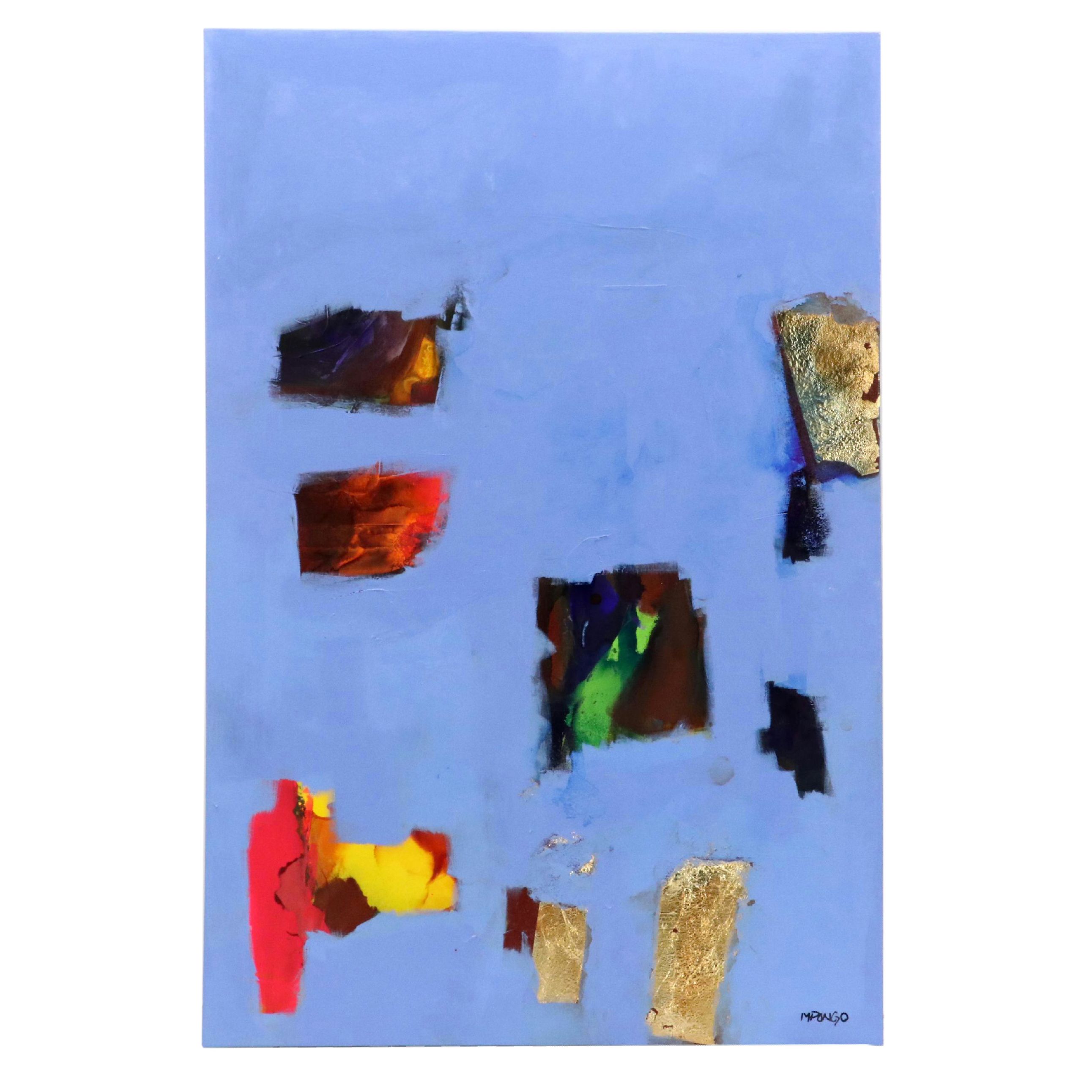 Milagros Pongo Blue Abstract Mixed Media Acrylic Painting, 2025