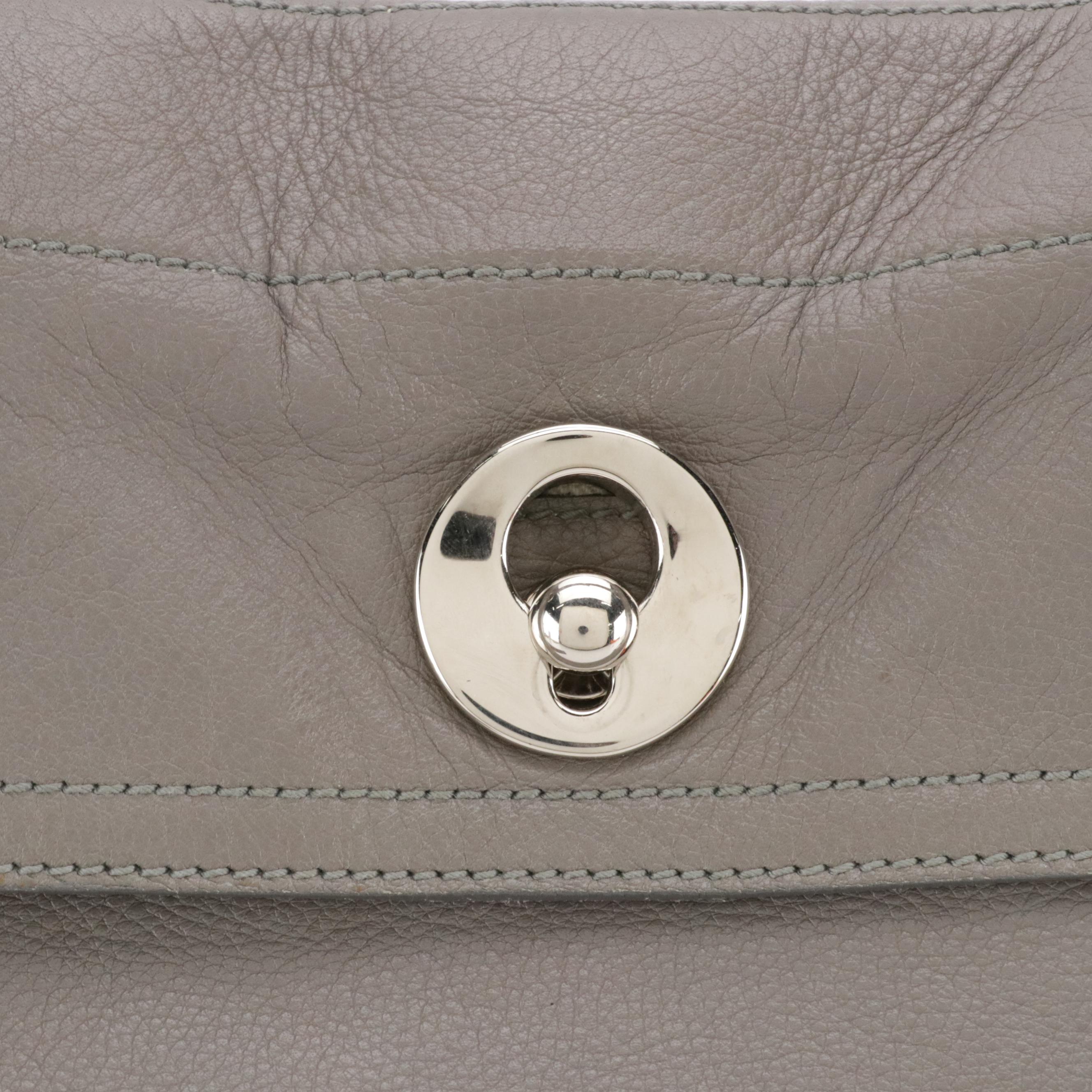 Yves Saint Laurent Muse Two Shoulder Bag in Gray Calfskin Leather and Canvas