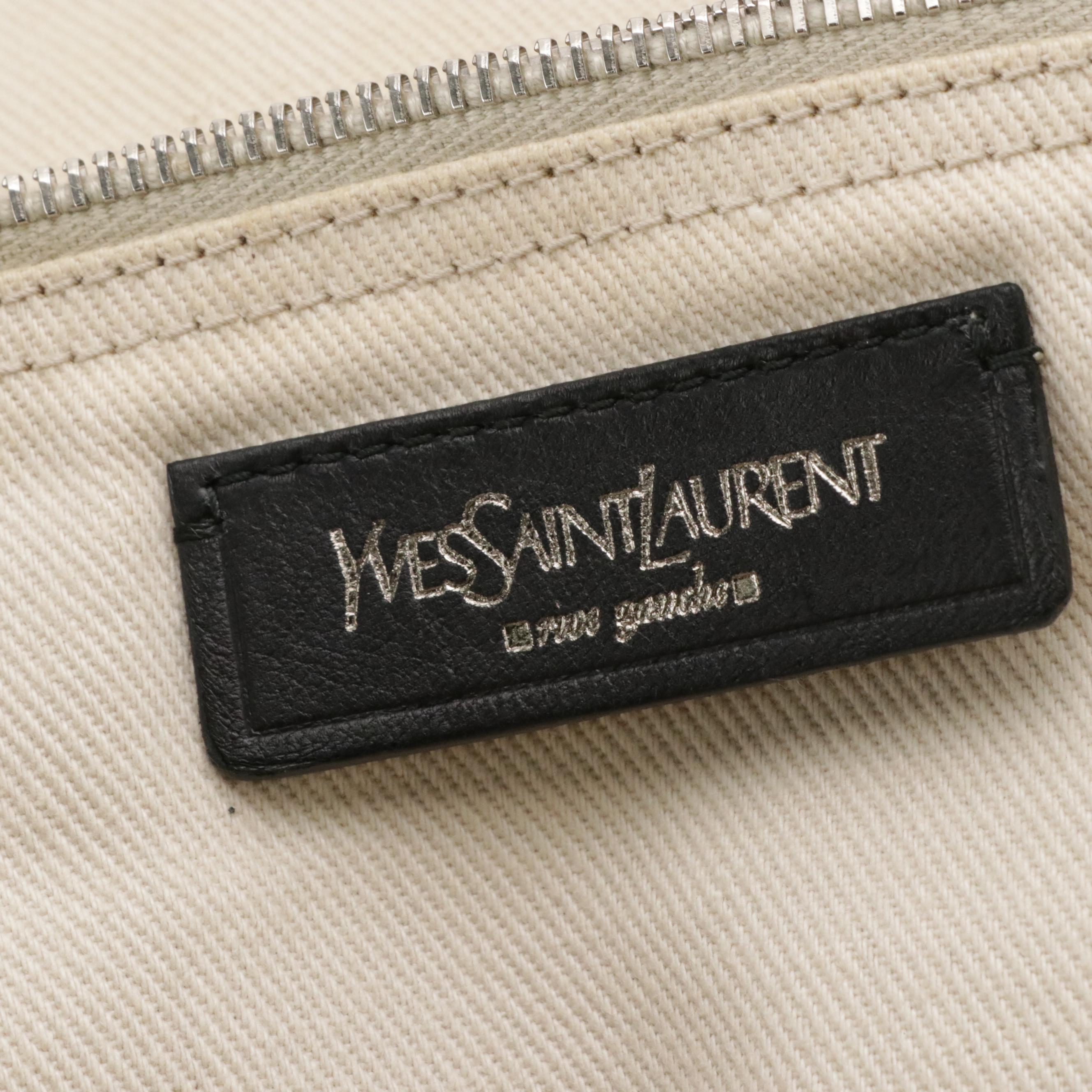 Yves Saint Laurent Muse Two Shoulder Bag in Gray Calfskin Leather and Canvas