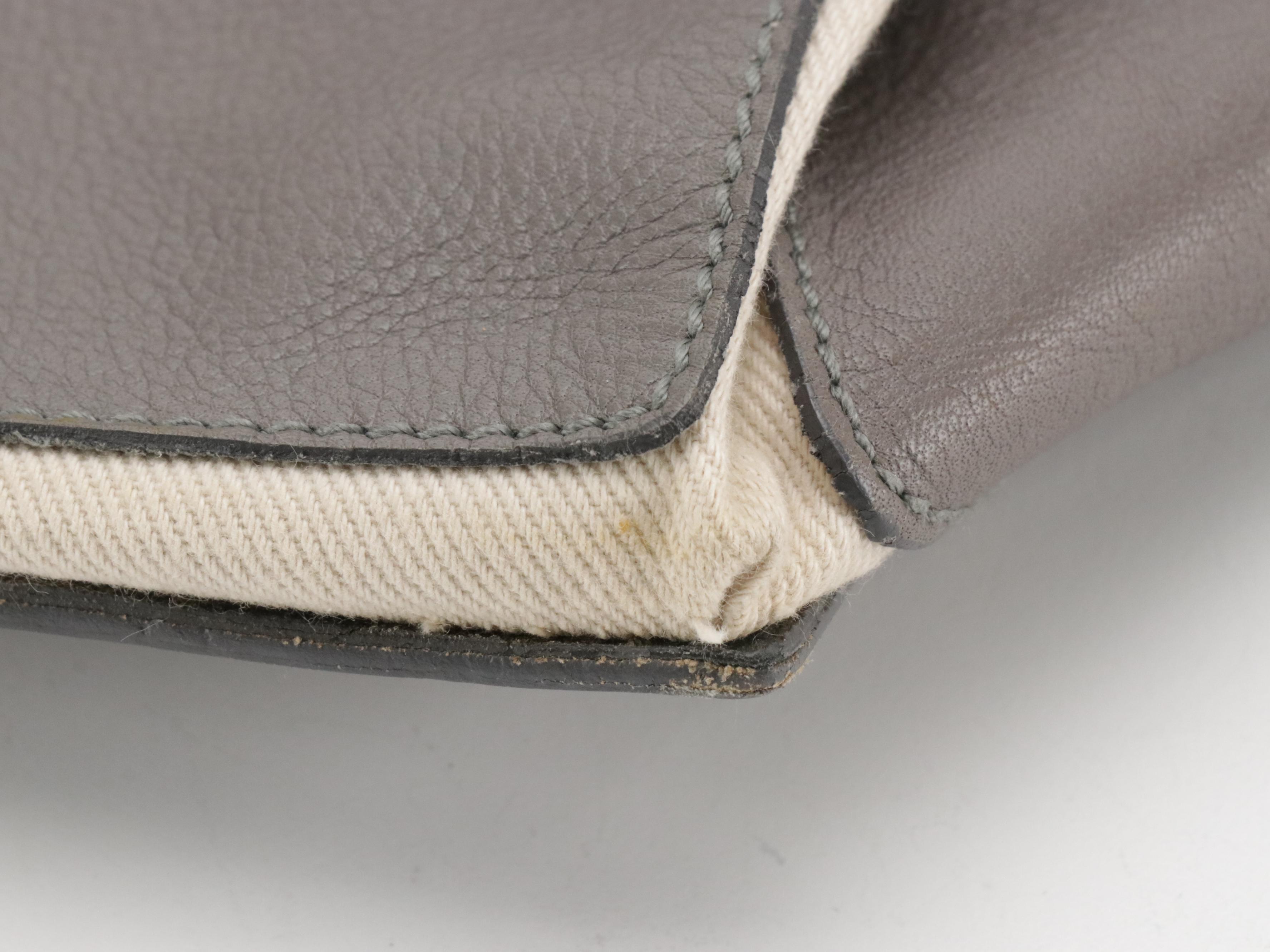 Yves Saint Laurent Muse Two Shoulder Bag in Gray Calfskin Leather and Canvas