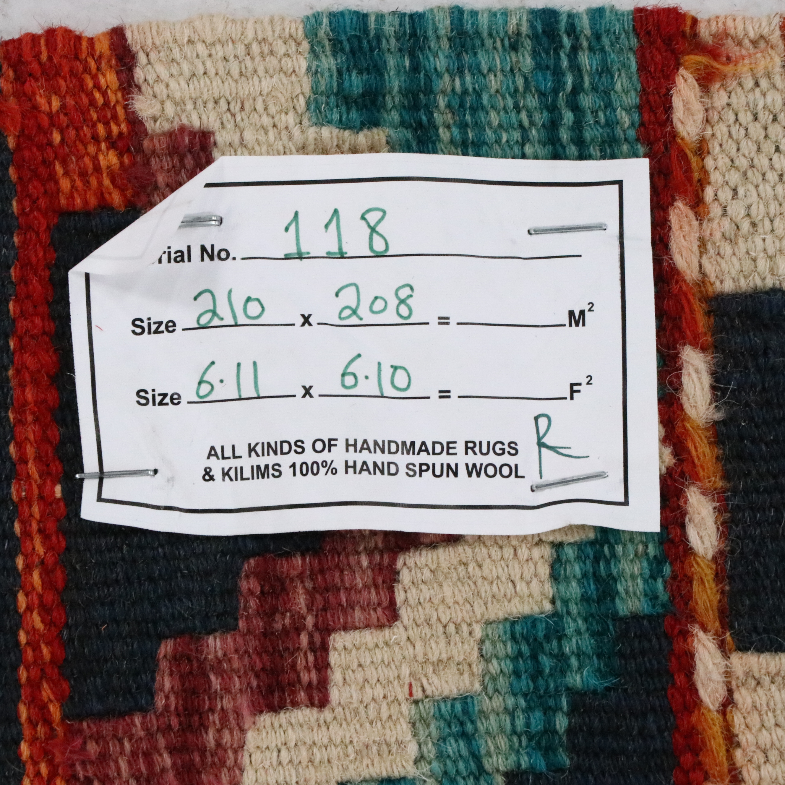 6'9 x 7' Handwoven Pakistani Kilim Area Rug