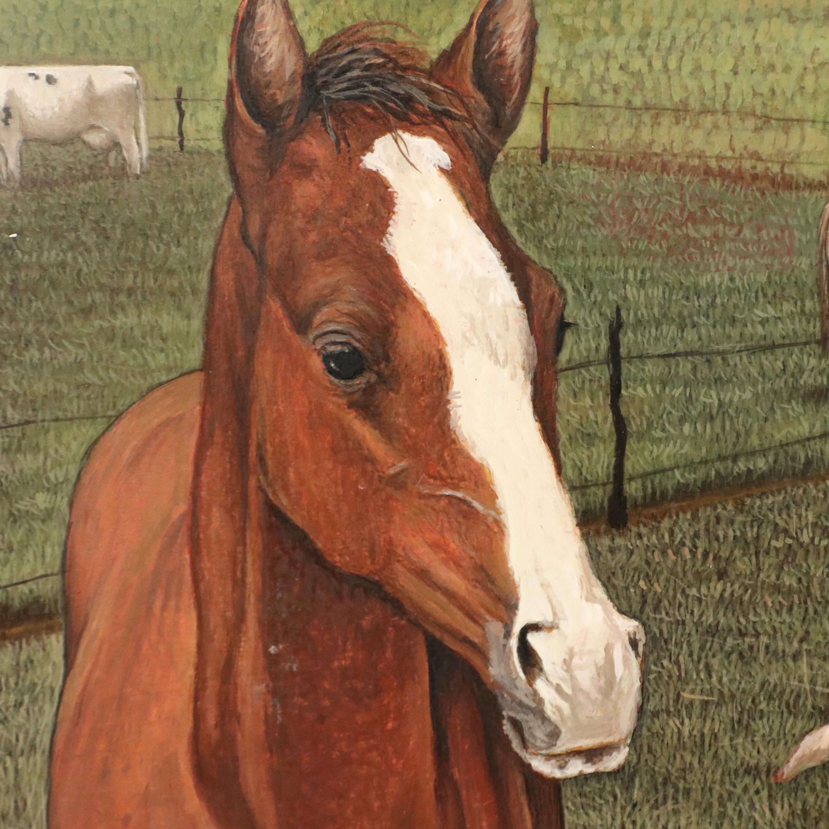 Castro Cadenas Large Realist Oil Painting "Cordoba," 1985