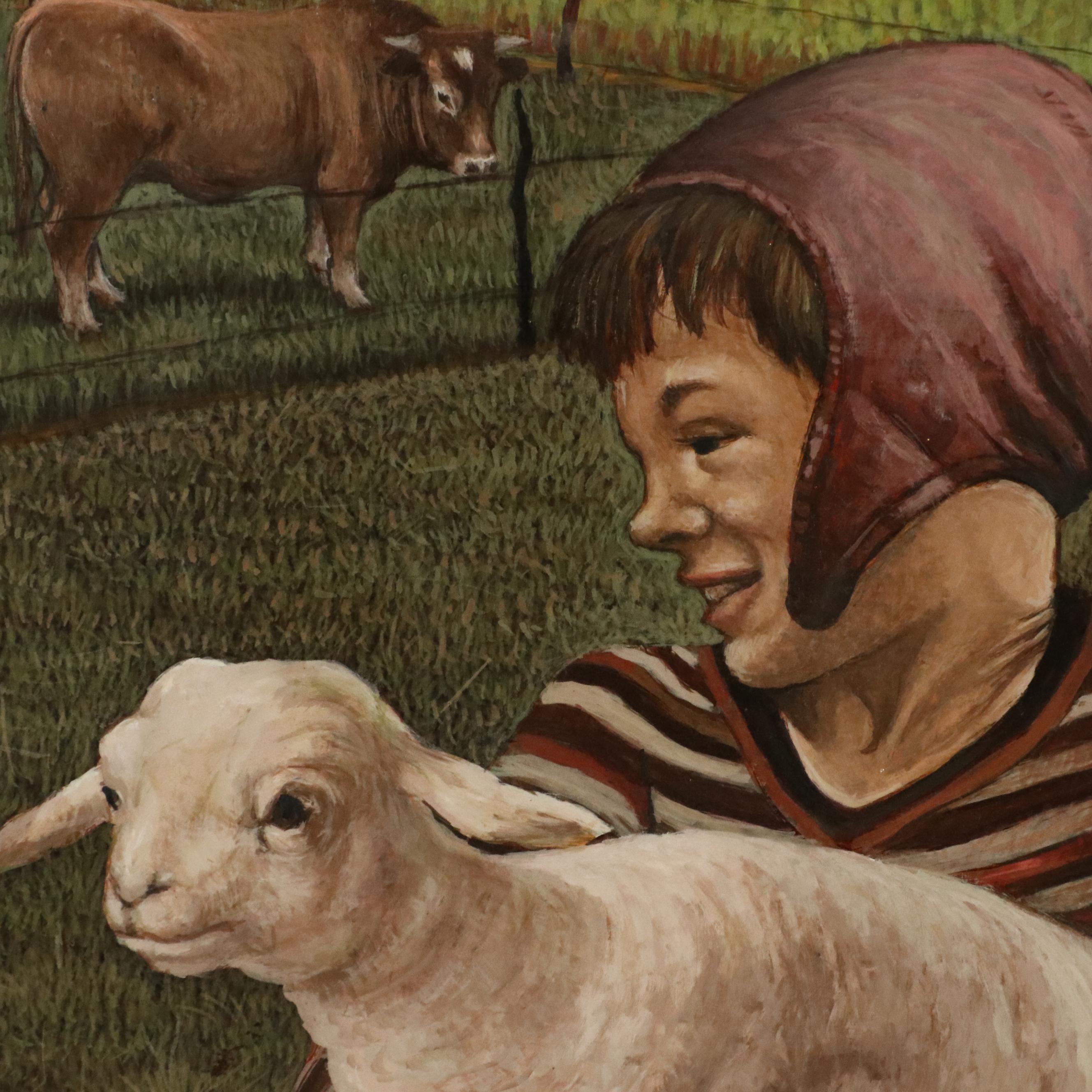 Castro Cadenas Large Realist Oil Painting "Cordoba," 1985