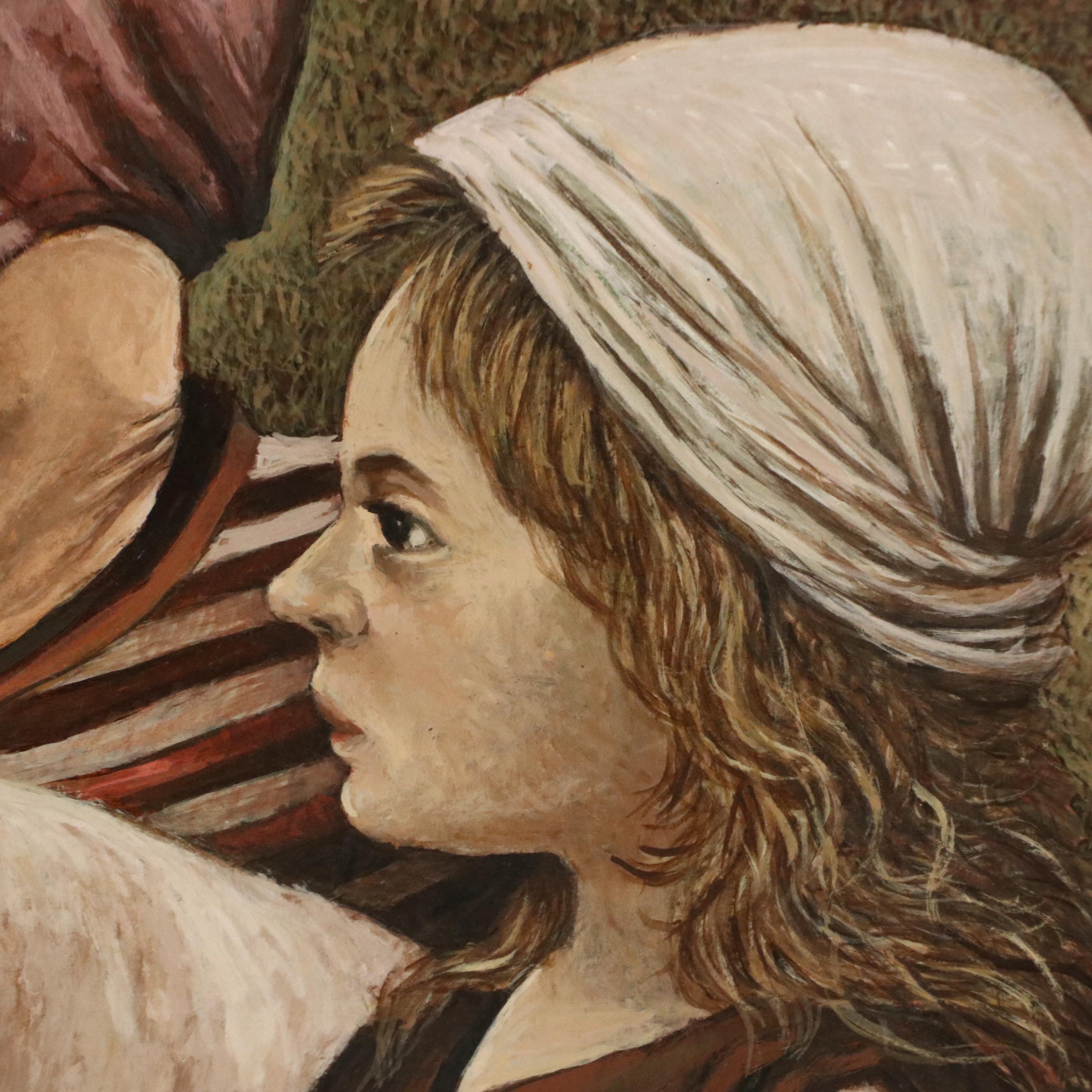 Castro Cadenas Large Realist Oil Painting "Cordoba," 1985