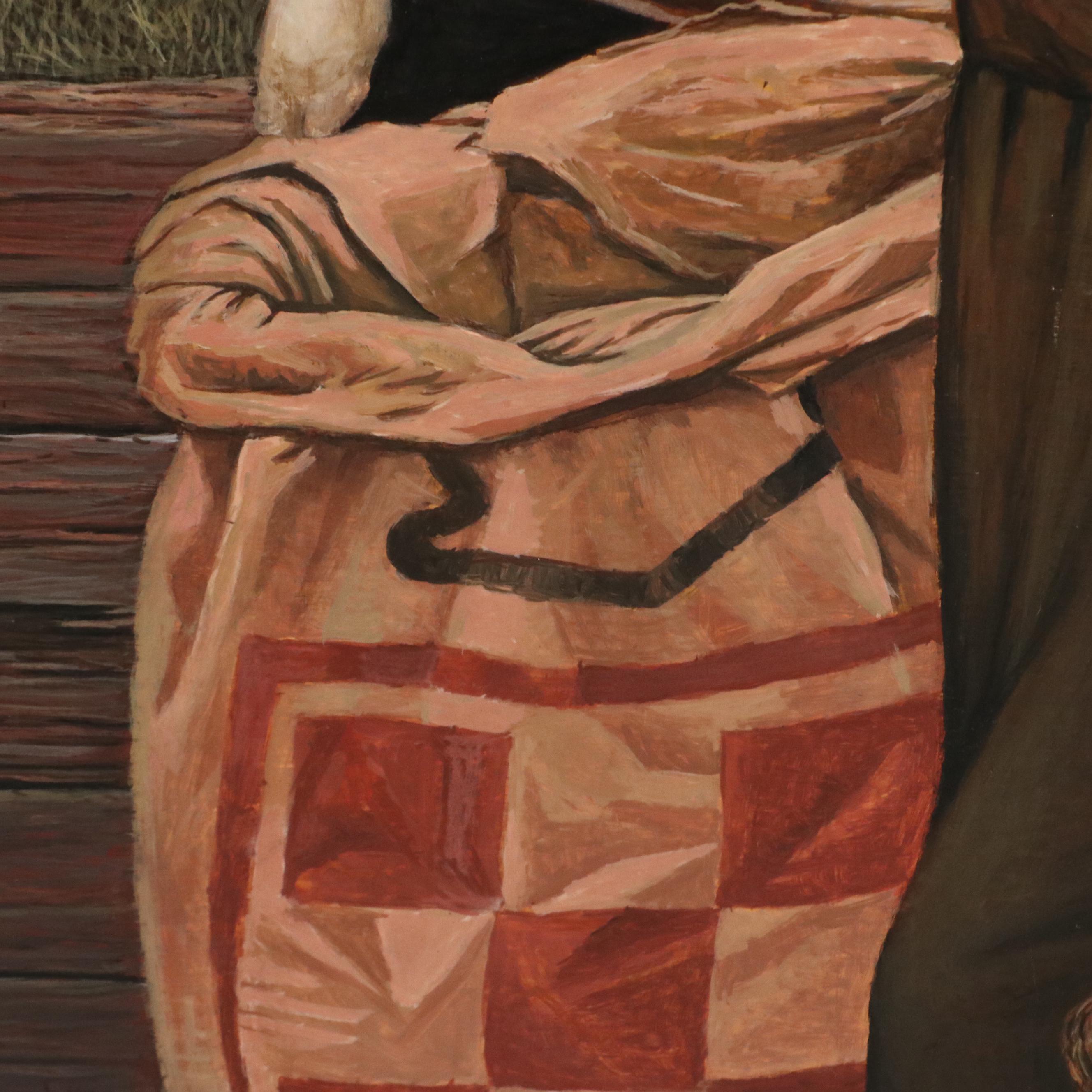 Castro Cadenas Large Realist Oil Painting "Cordoba," 1985