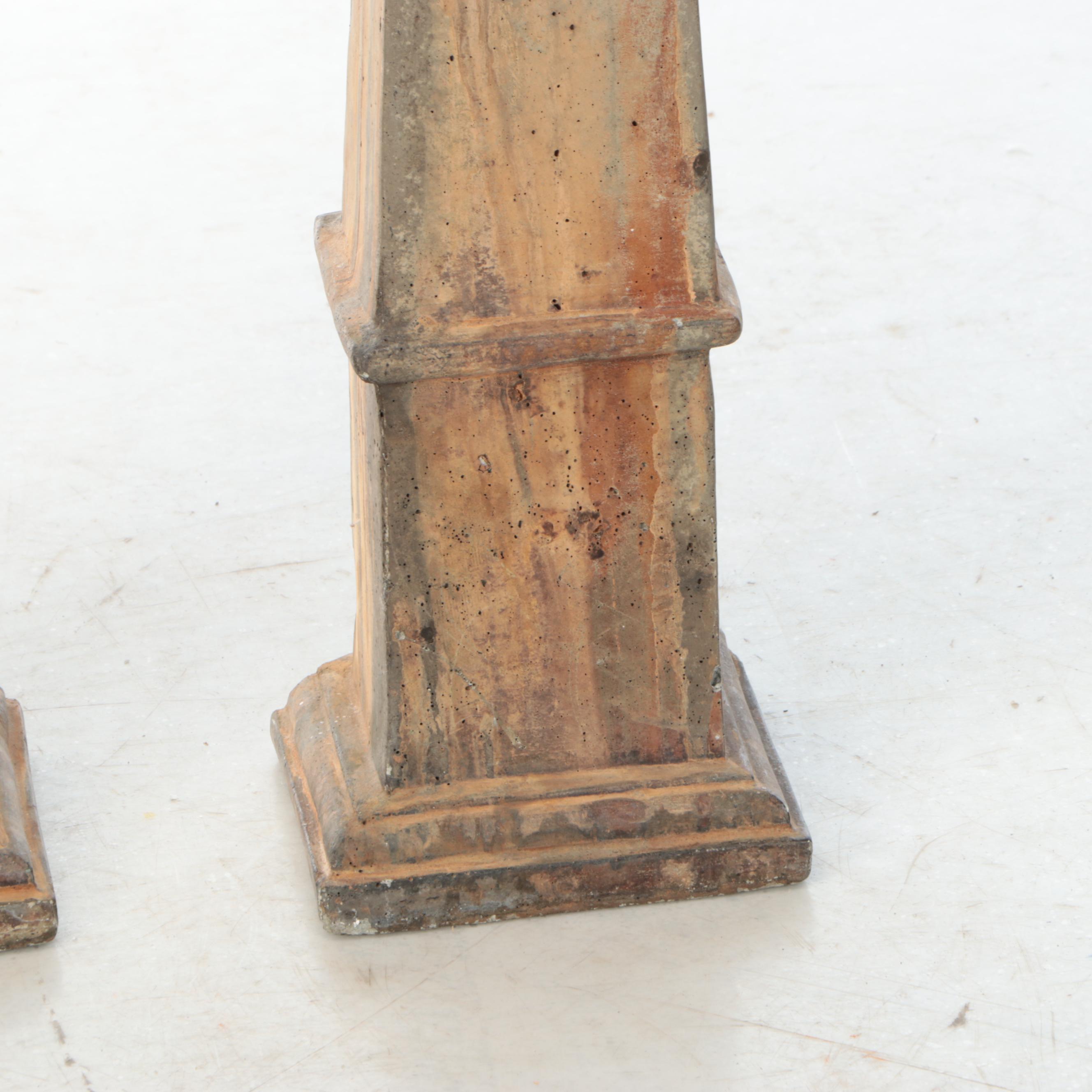 Decorative Concrete Obelisk Pair