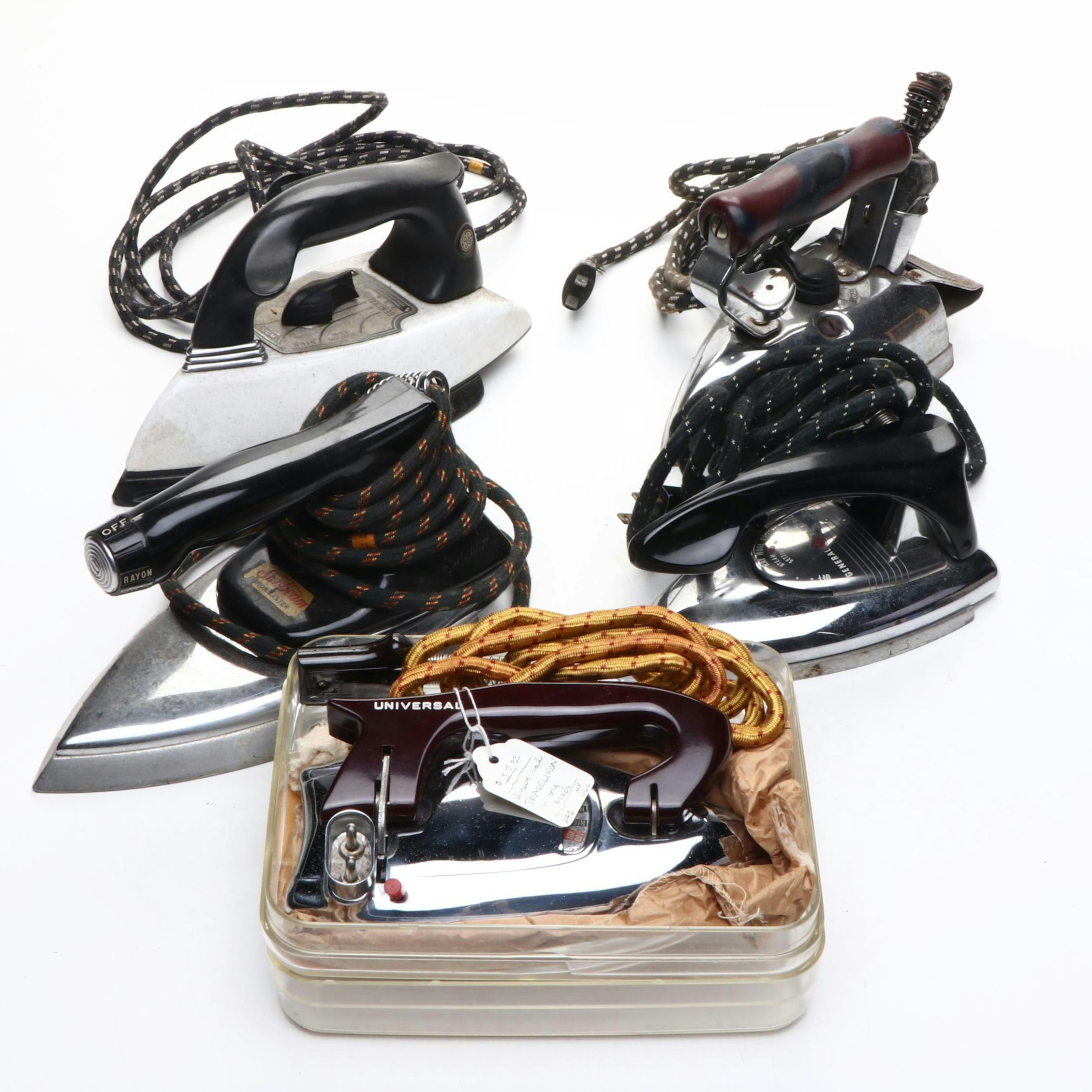 General Electric, Sunbeam, and Universal Clothes Irons