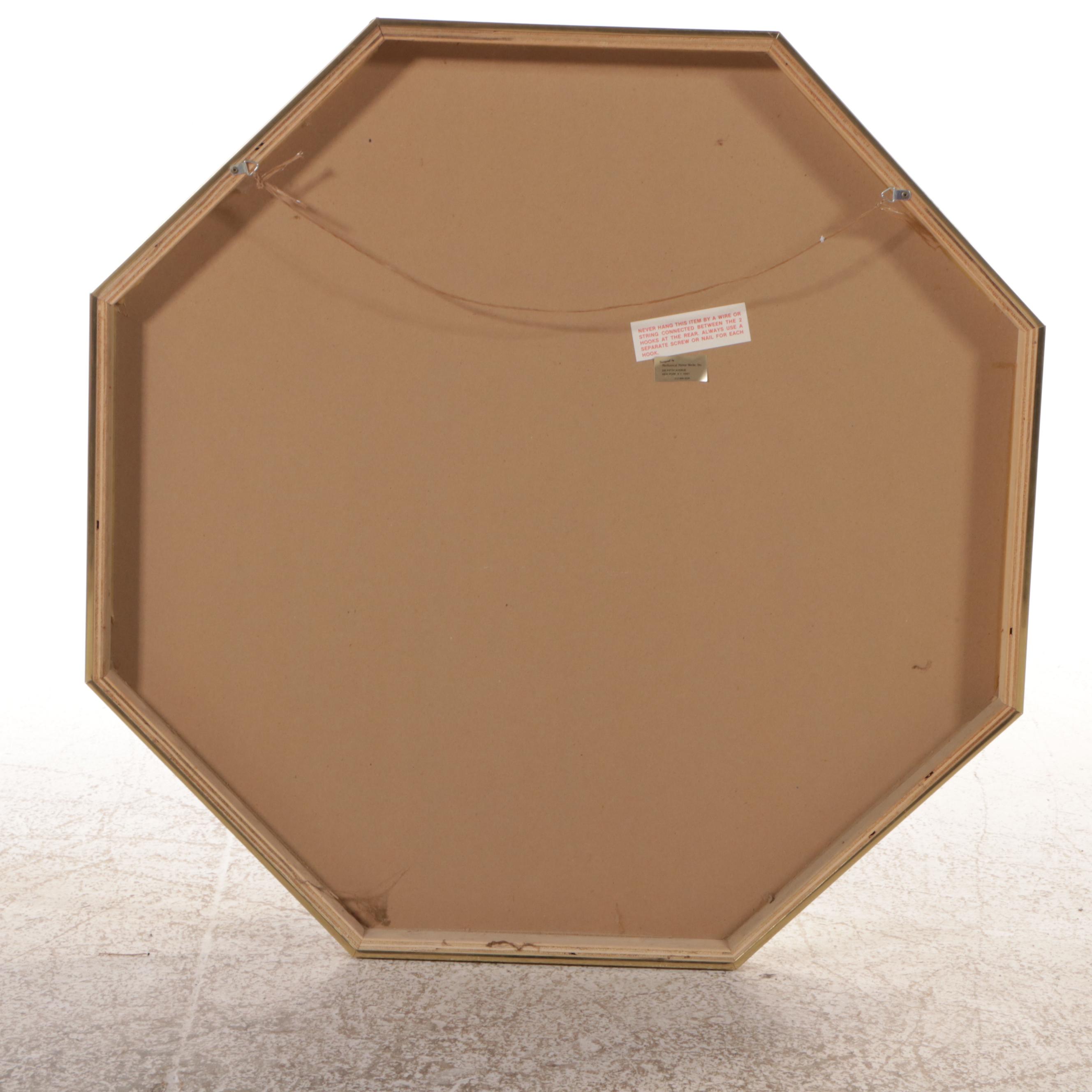 Octagonal Wall Mirror with Etched Flower Motif