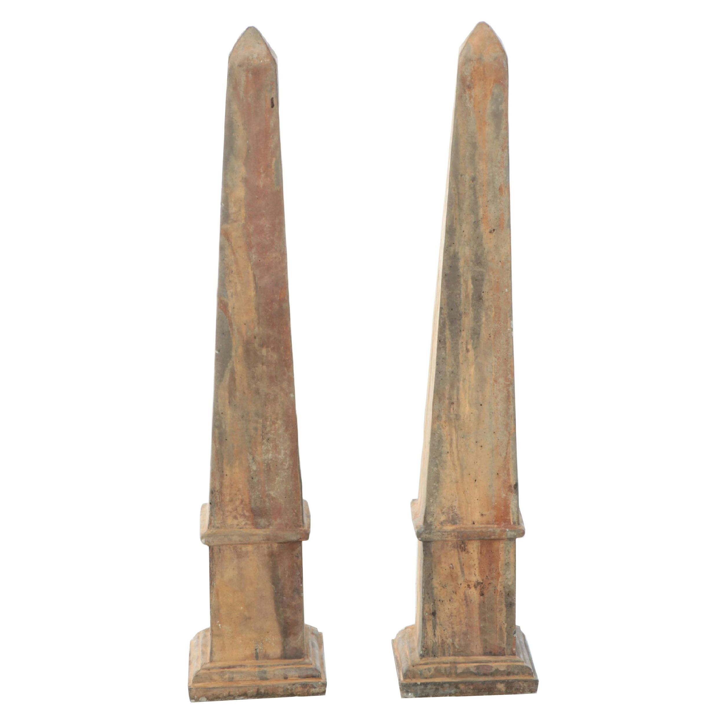 Decorative Concrete Obelisk Pair