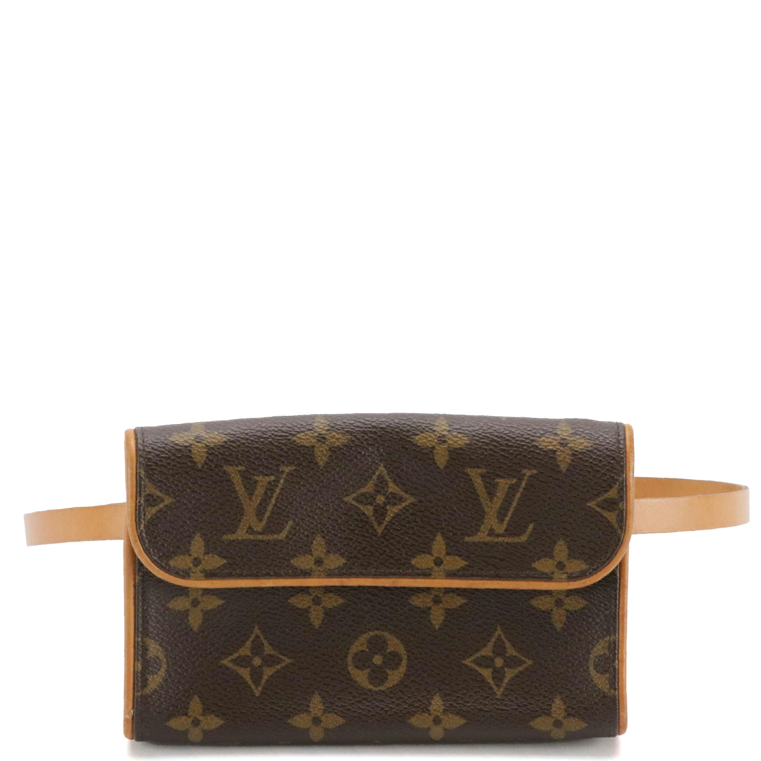 Louis Vuitton Pochette Florentine Waist Bag in Monogram Canvas w/ Vachetta Belt