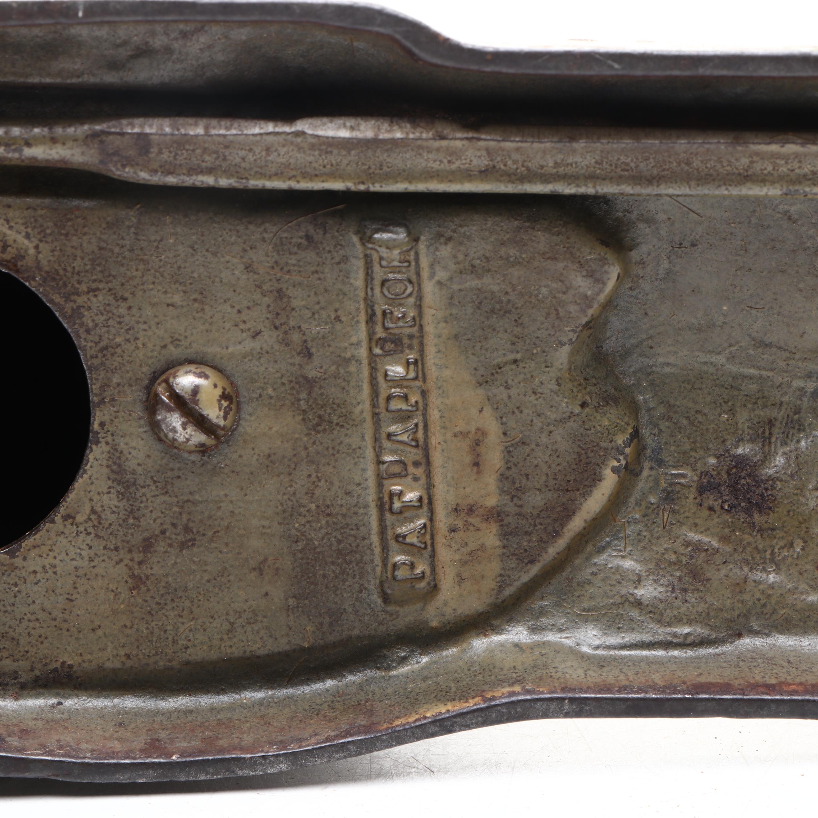 "Teddy and the Bear" Cast Iron Mechanical Coin Bank, Early 20th Century