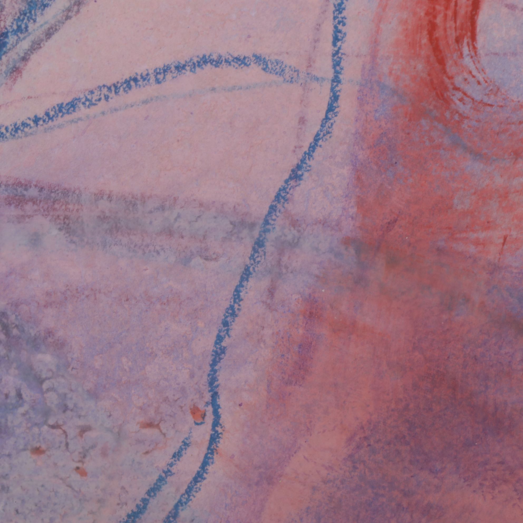 Robert Geno Centofanti Gestural Abstract Figure Pastel Drawing, 1986