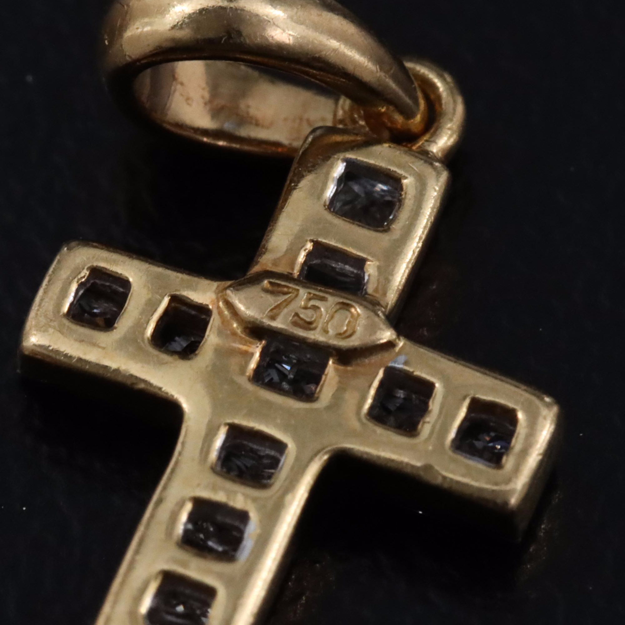 18K 0.60 CTW Diamond Cross Pendant