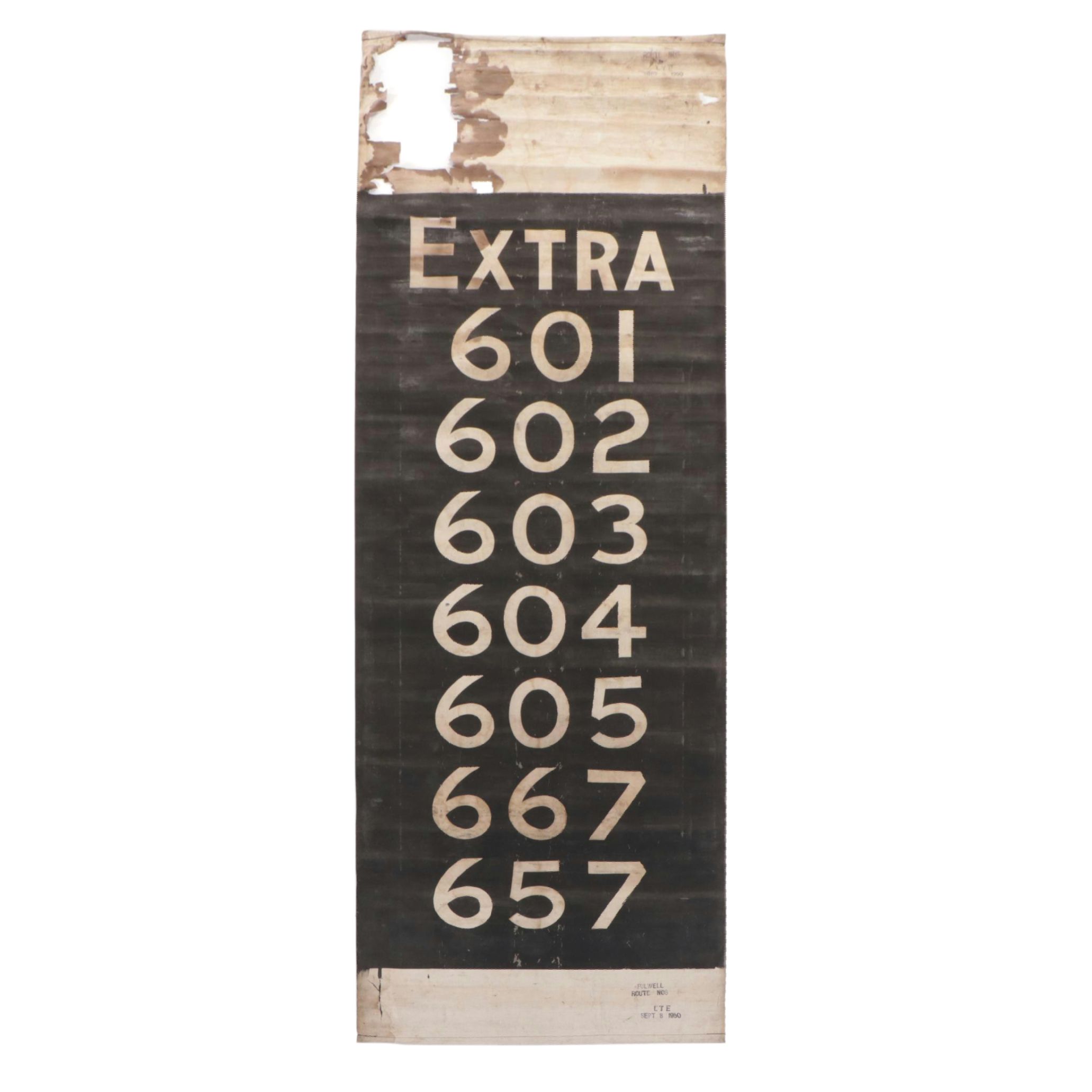 Vintage Bus Route Banner, 1950