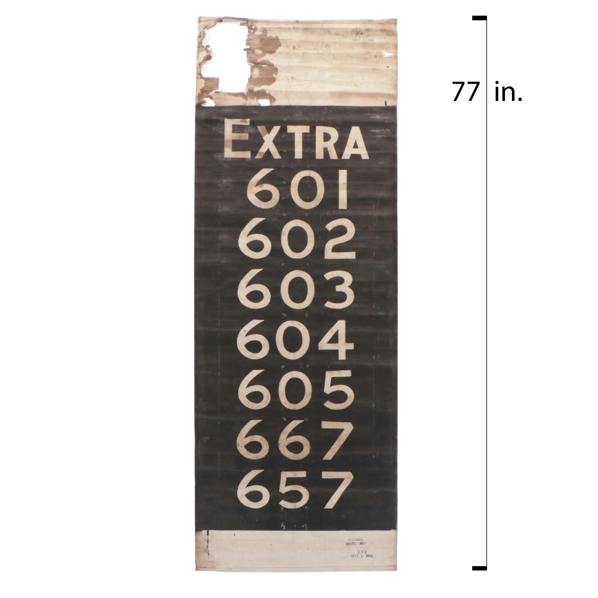 Vintage Bus Route Banner, 1950