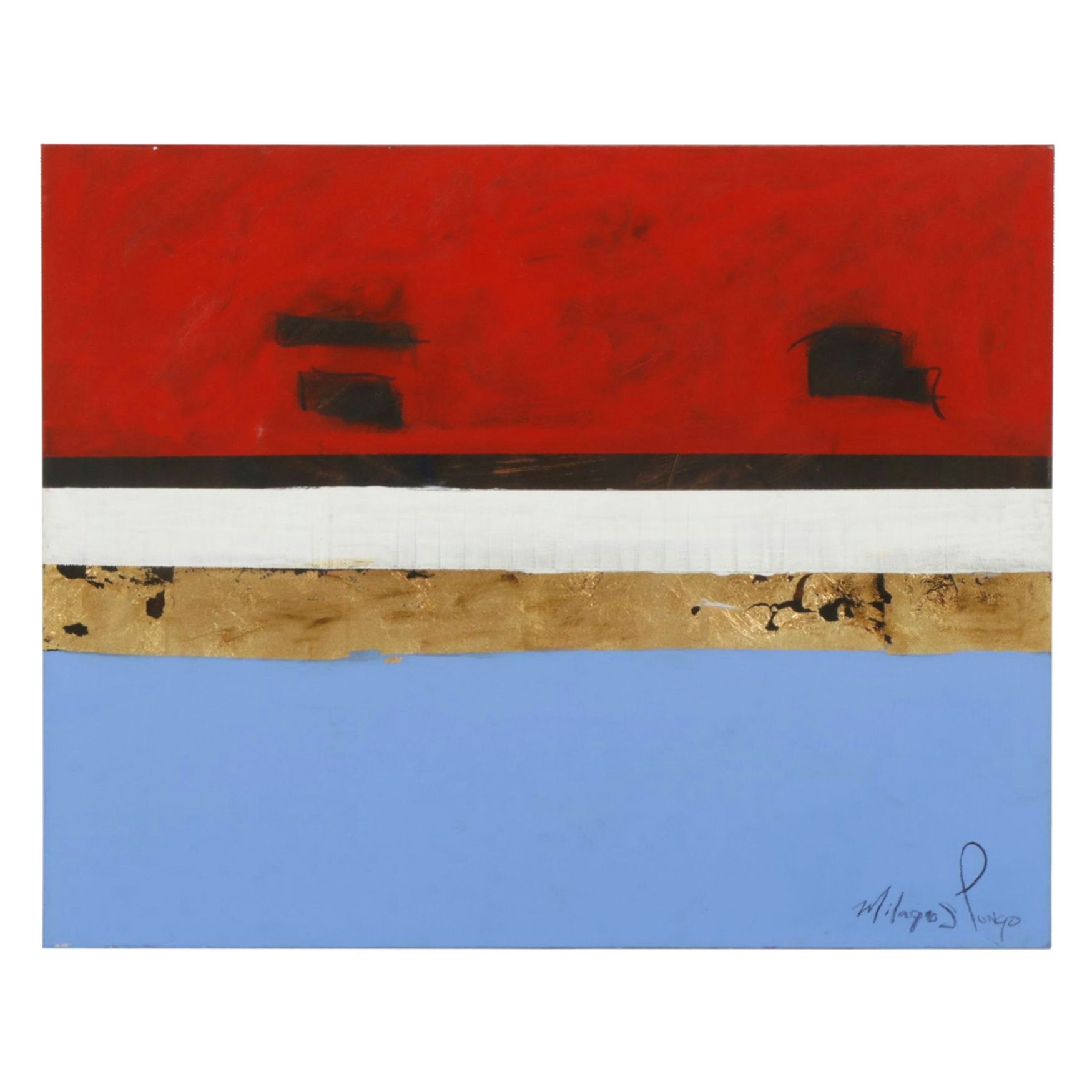 Milagros Pongo Minimalist Abstract Mixed Media Painting, Early 21st Century