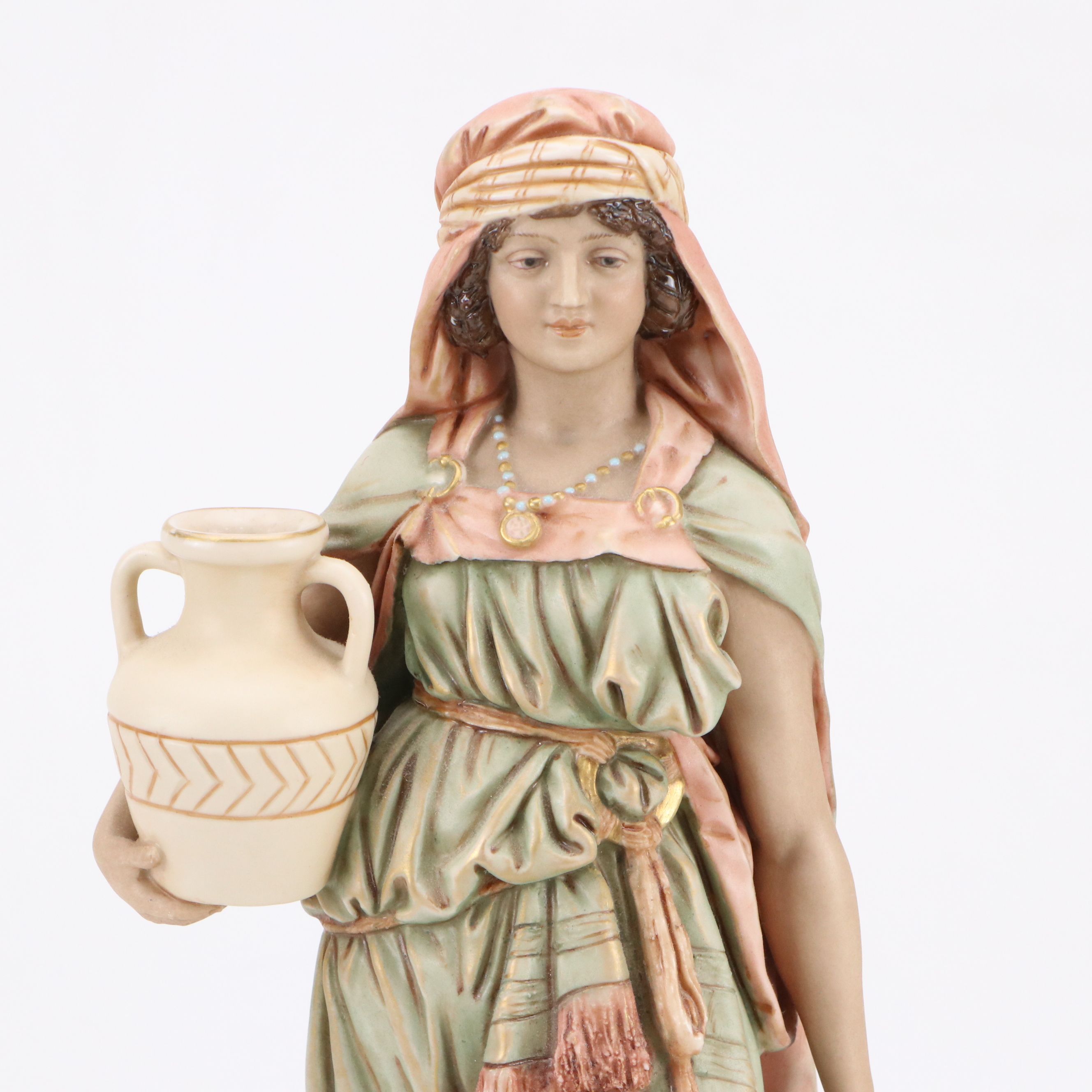 Royal Dux Bohemia Lady with Water Jugs Porcelain Figurine, 20th Century
