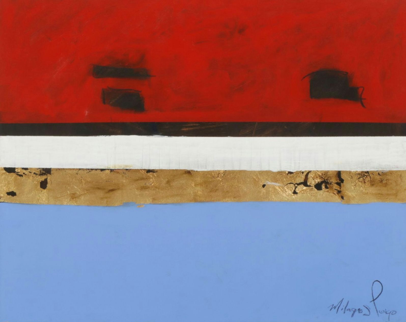 Milagros Pongo Minimalist Abstract Mixed Media Painting, Early 21st Century