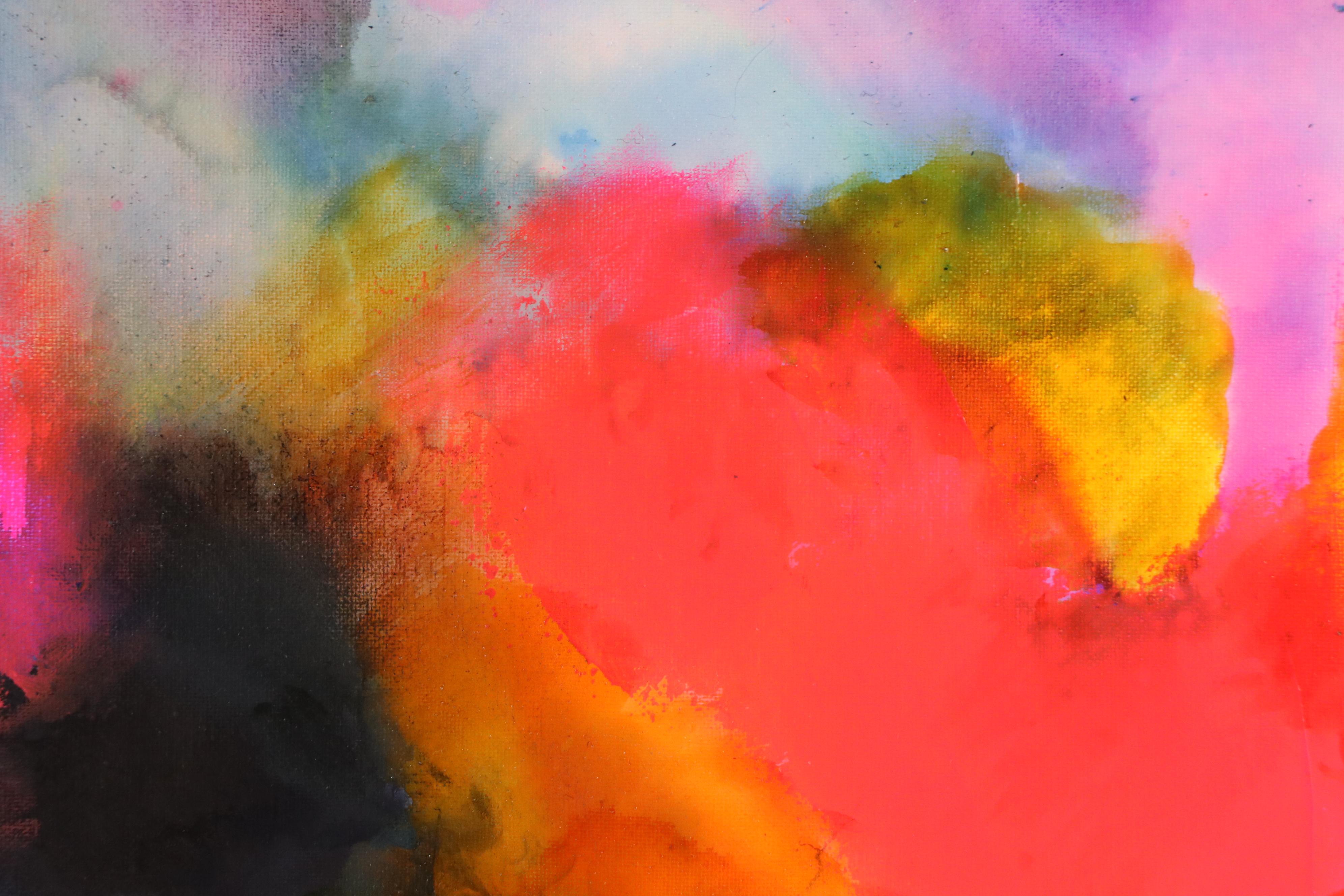 Milagros Pongo Abstract Mixed Media Painting "View," 21st Century