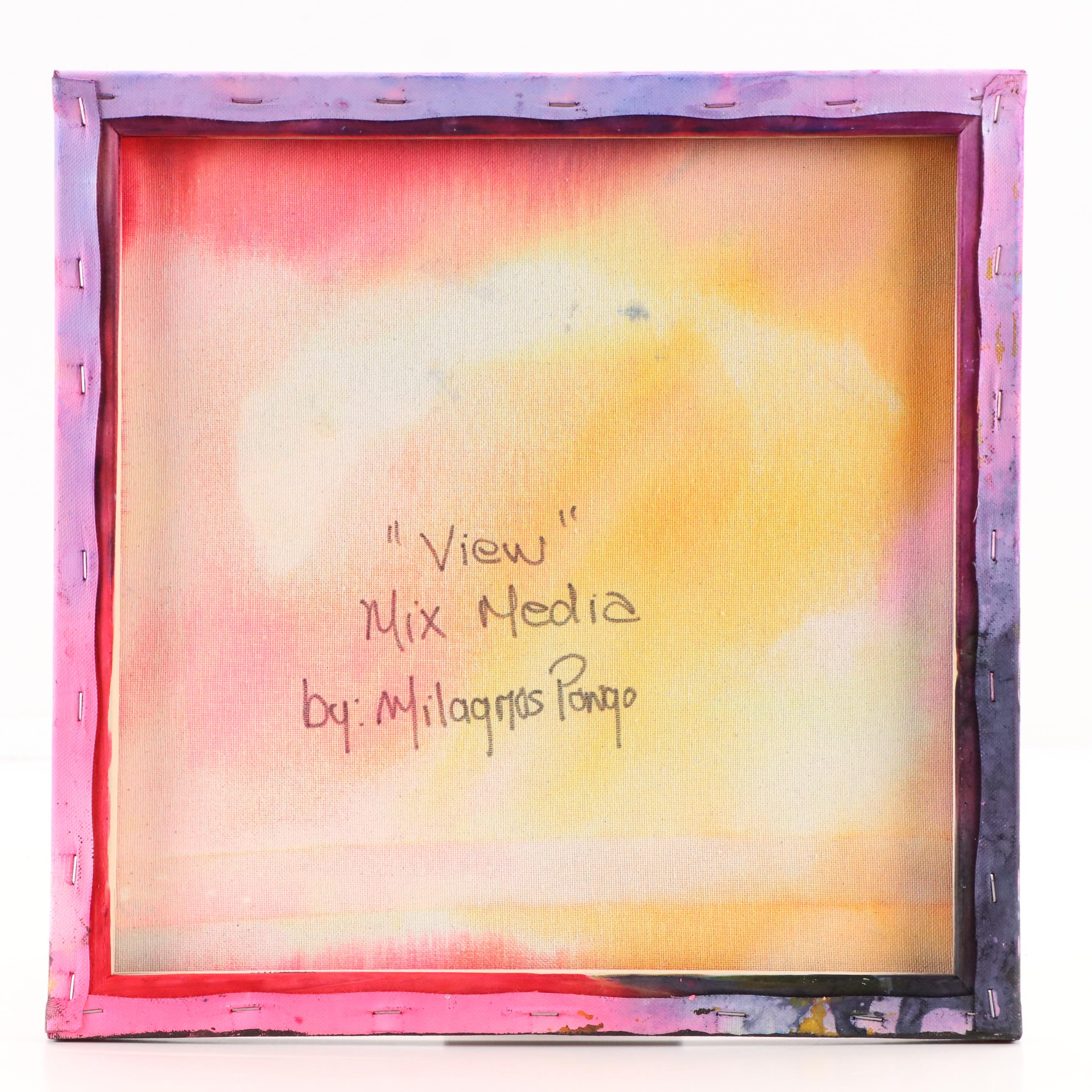 Milagros Pongo Abstract Mixed Media Painting "View," 21st Century