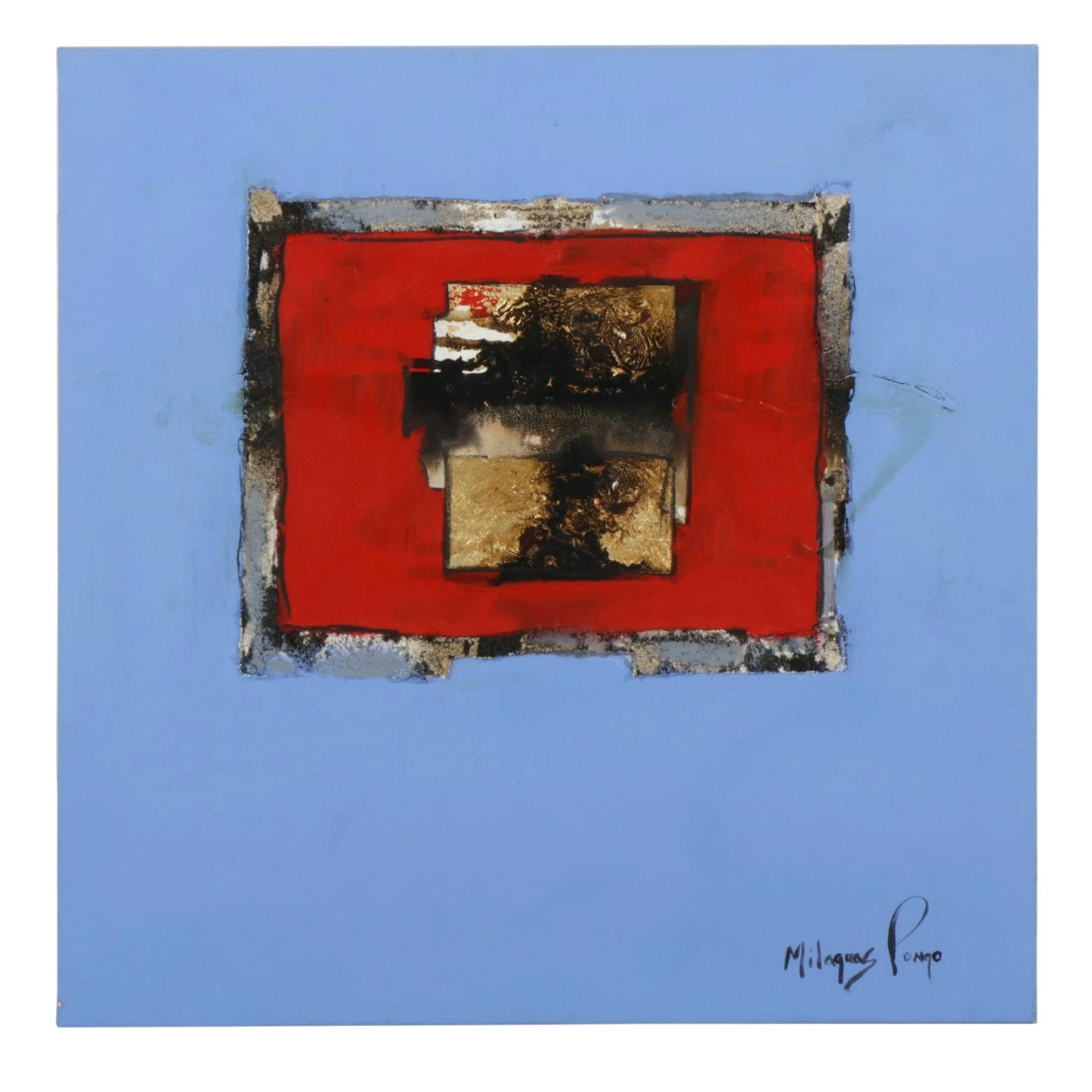 Milagros Pongo Geometric Abstract Mixed Media Painting, Early 21st Century