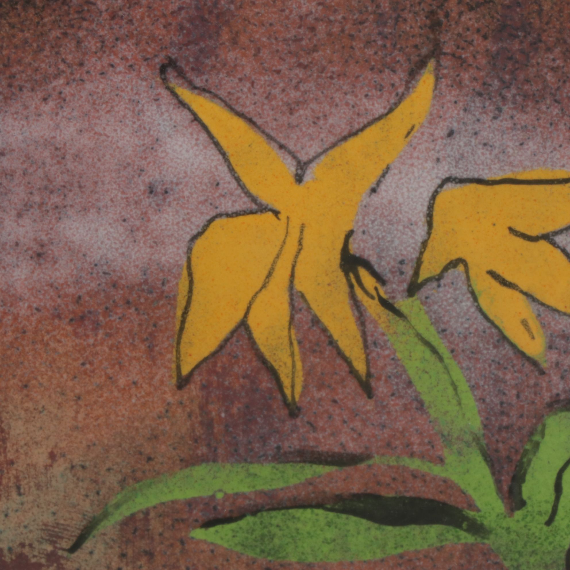 Barbara Culp Enamel on Metal Painting "Fritillaria Raddeana", Mid-20th Century