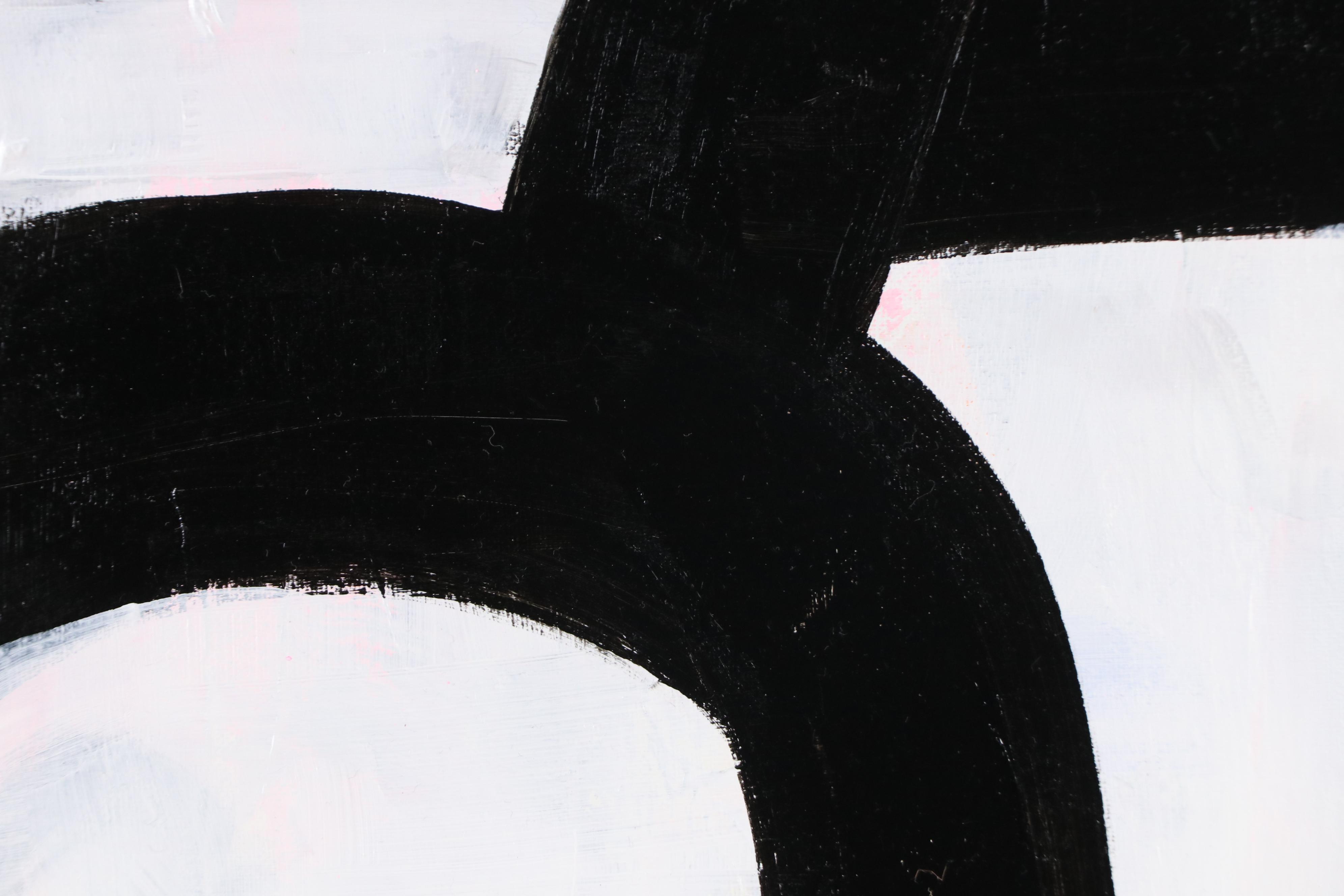 Milagros Pongo Abstract Mixed Media Painting "Black + White," 21st Century