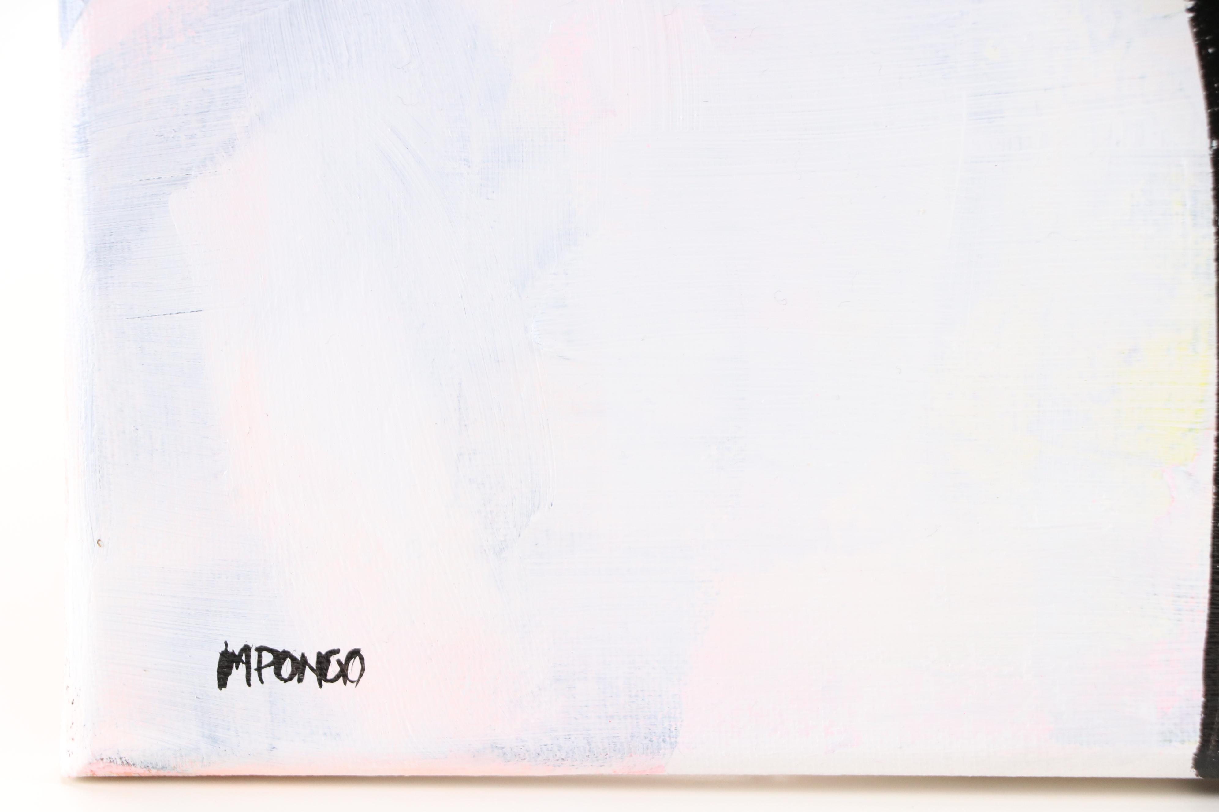 Milagros Pongo Abstract Mixed Media Painting "Black + White," 21st Century