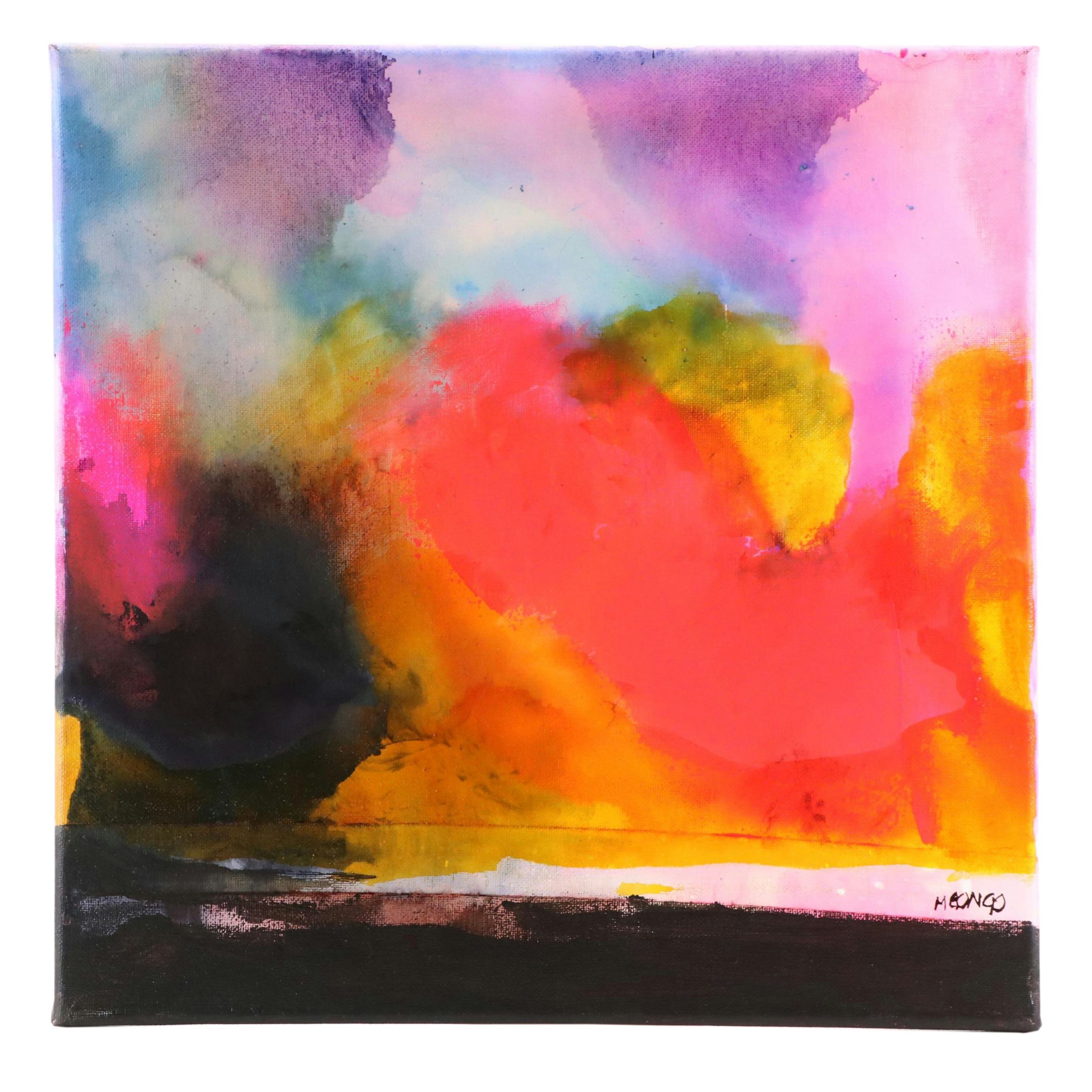 Milagros Pongo Abstract Mixed Media Painting "View," 21st Century