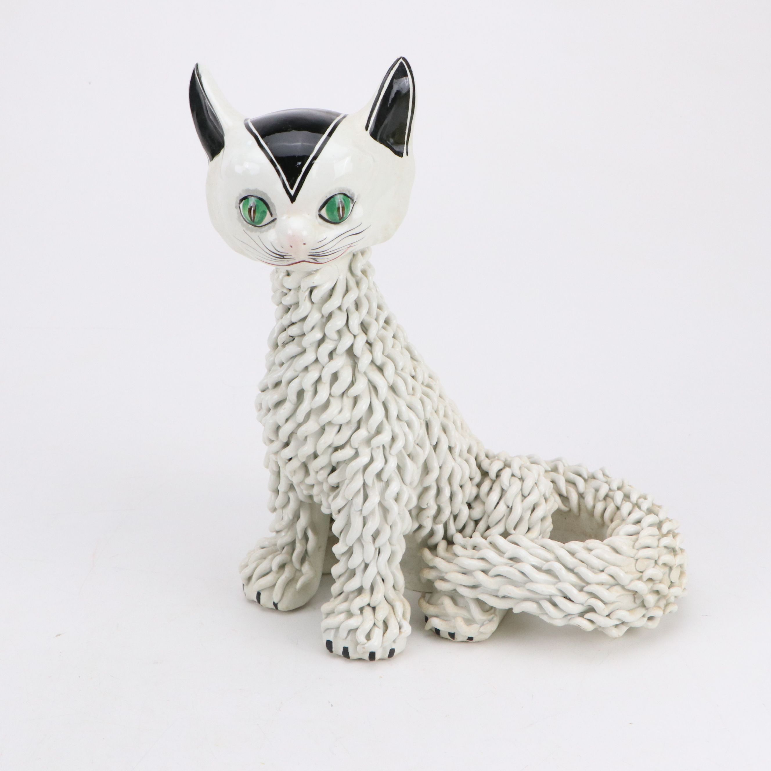 Mid Century Modern Italian Ceramic Spaghetti Cat Figures
