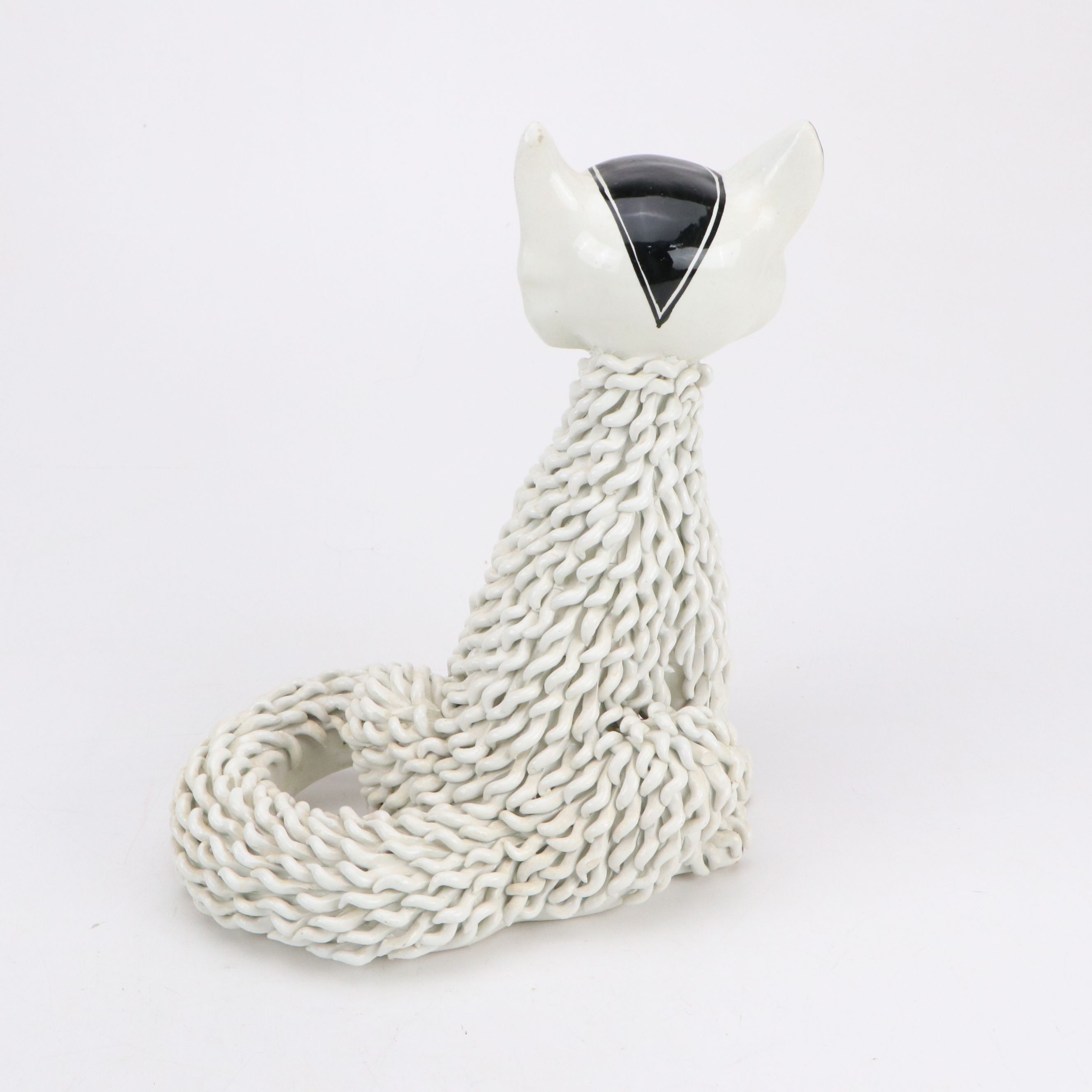 Mid Century Modern Italian Ceramic Spaghetti Cat Figures