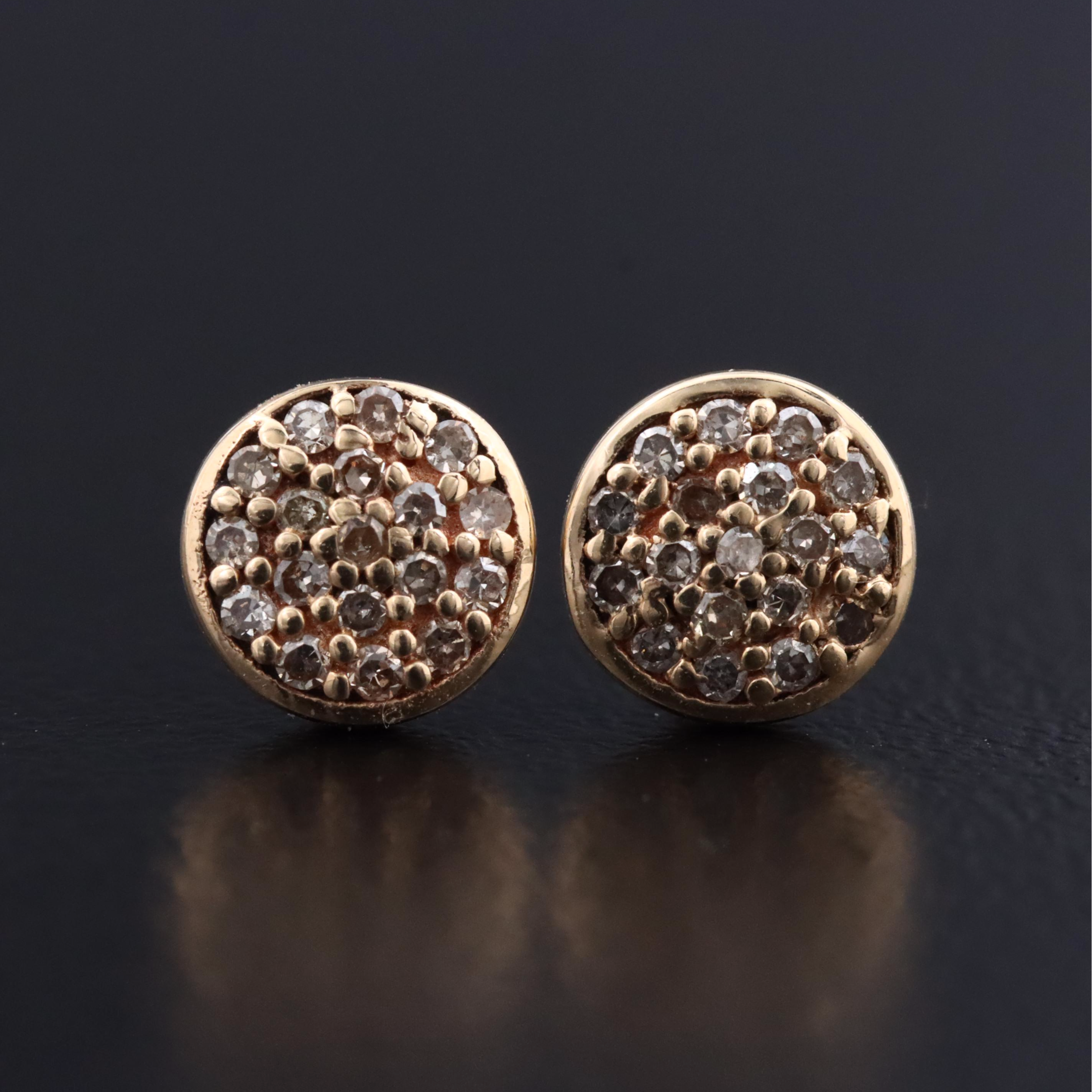 14K 0.15 CTW Pavé Diamond Earrings