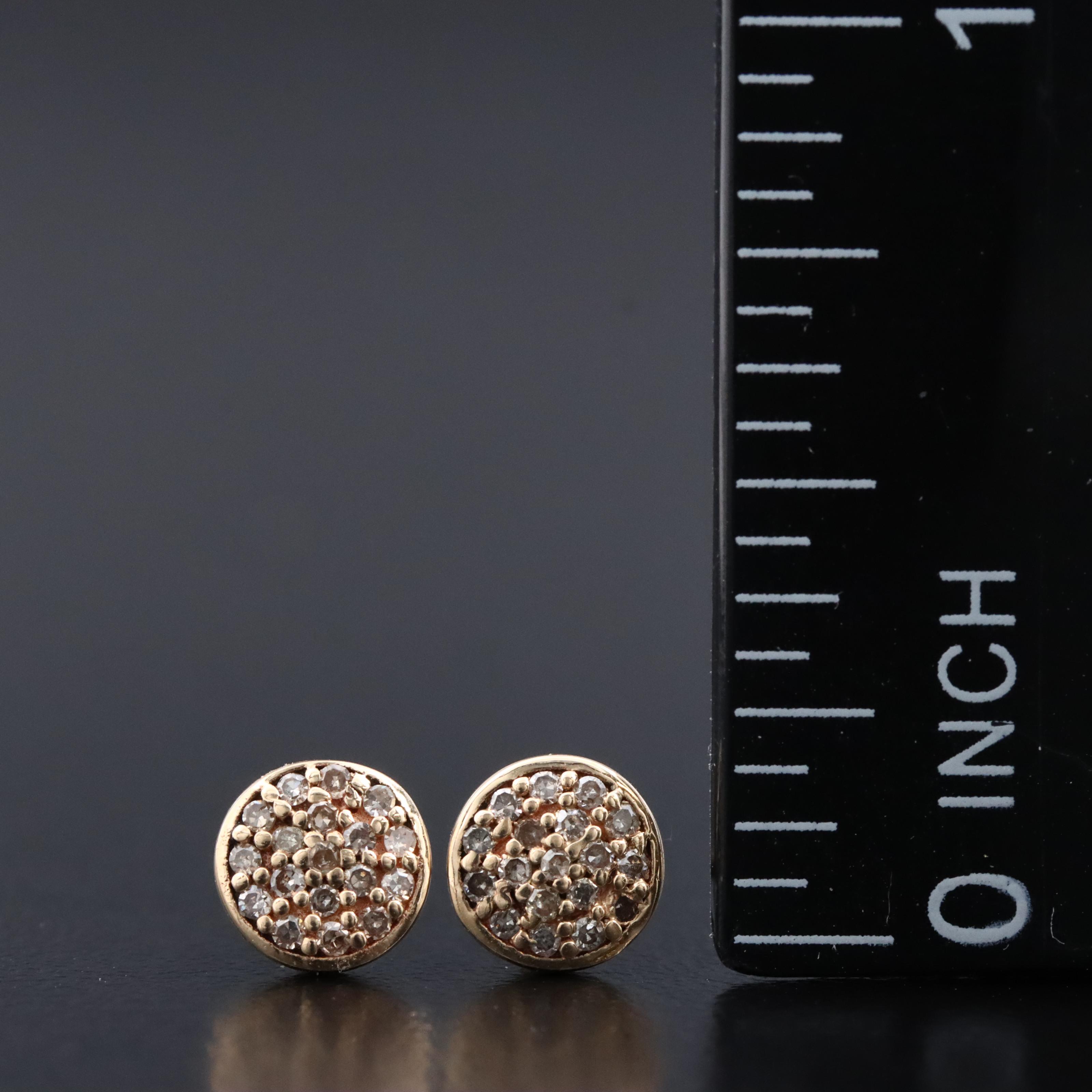 14K 0.15 CTW Pavé Diamond Earrings