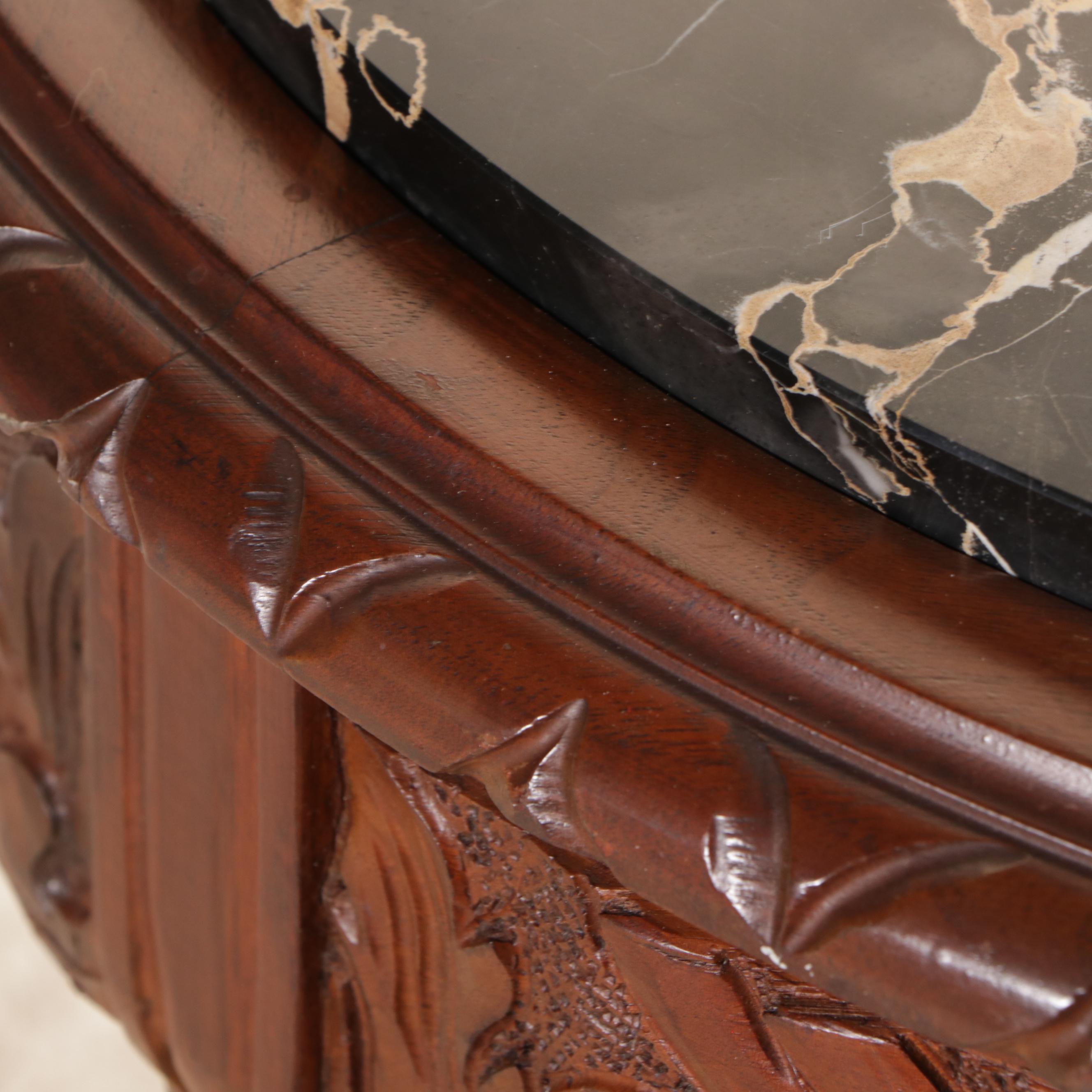 Renaissance Style Carved Walnut End Table