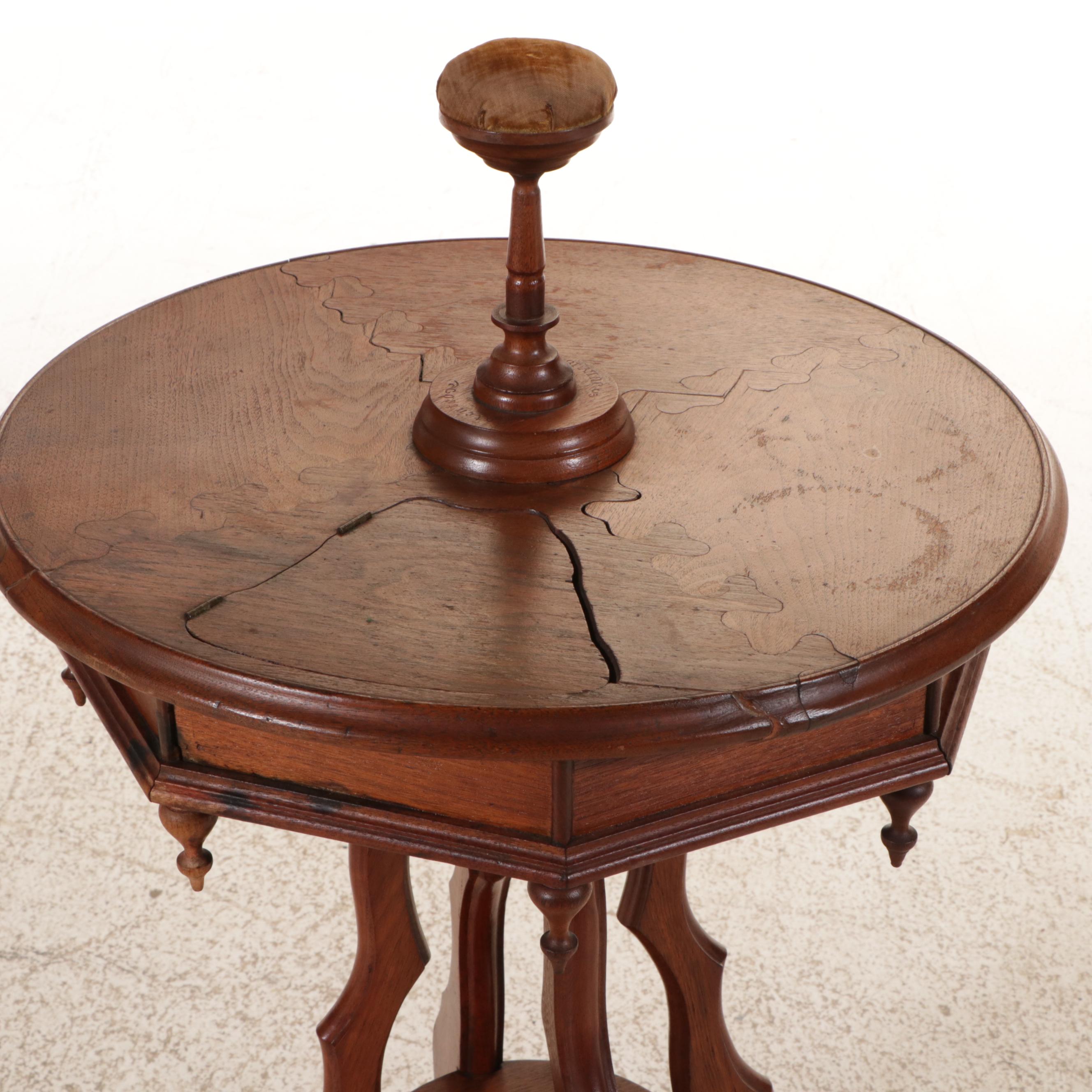 Antique Victorian Oak Sewing Table