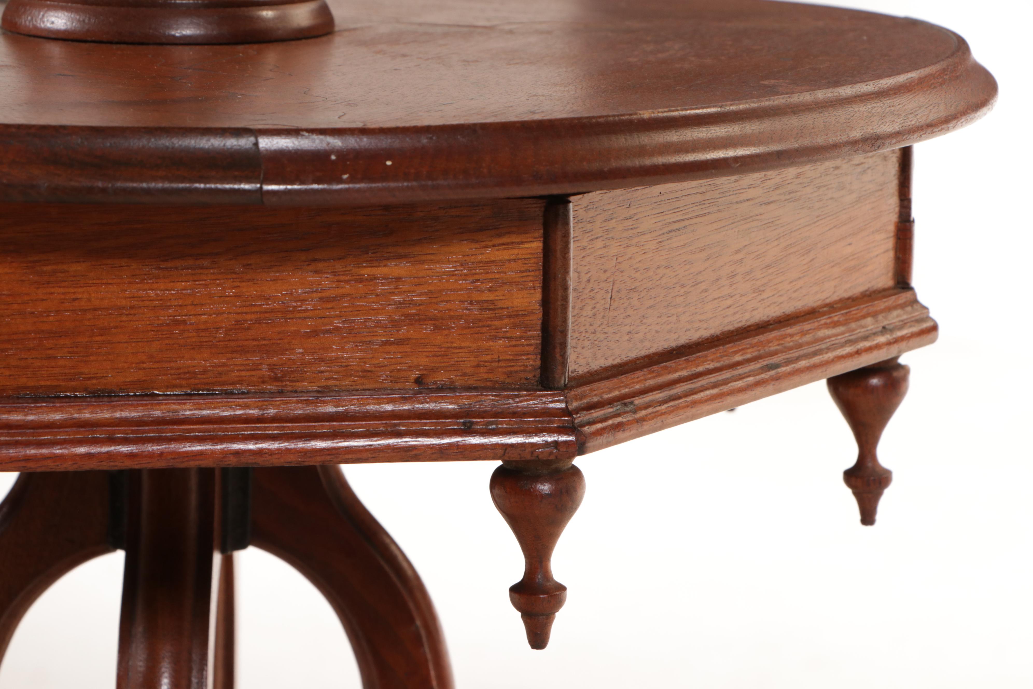 Antique Victorian Oak Sewing Table