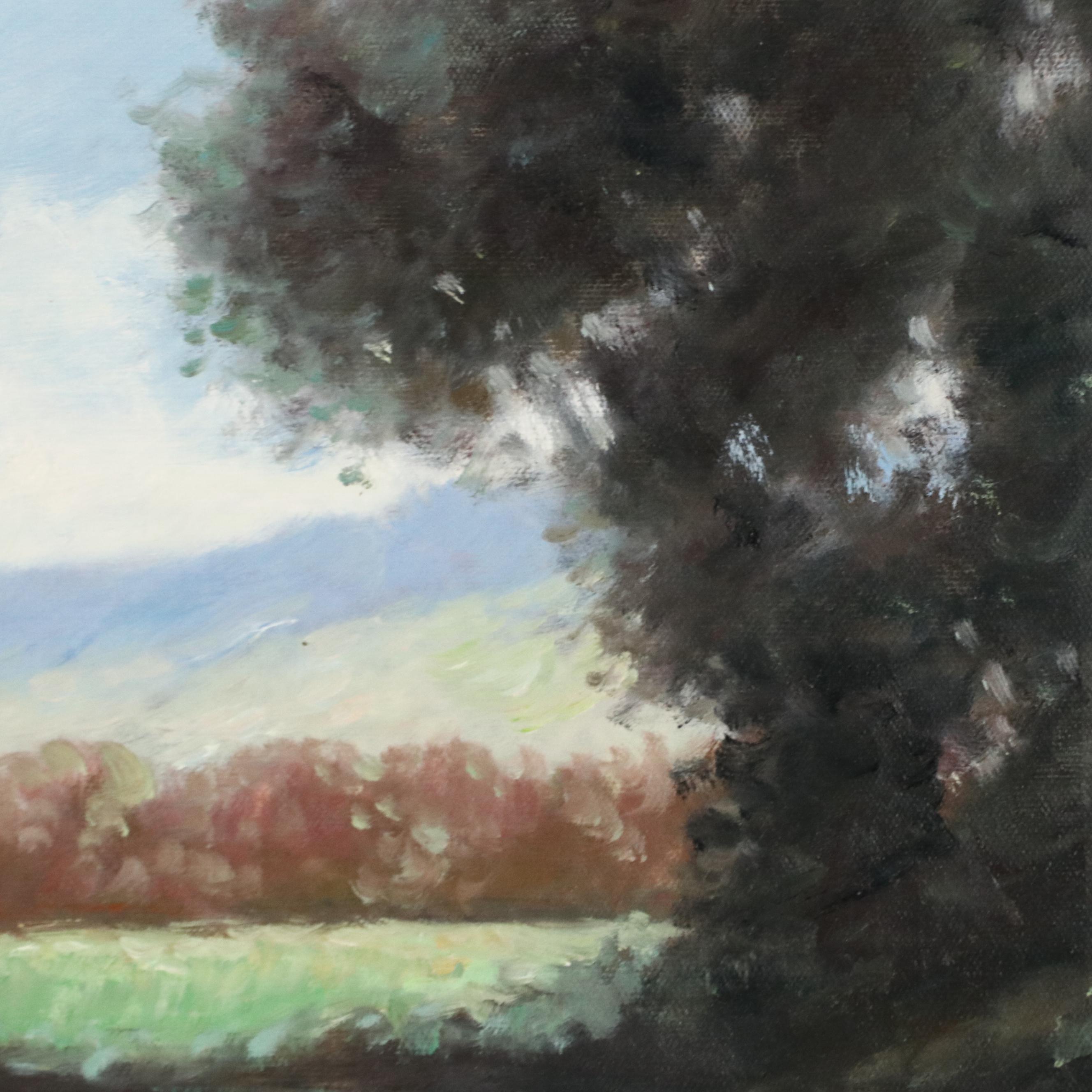 N. Ming Pond Landscape Oil Painting, 21st Century