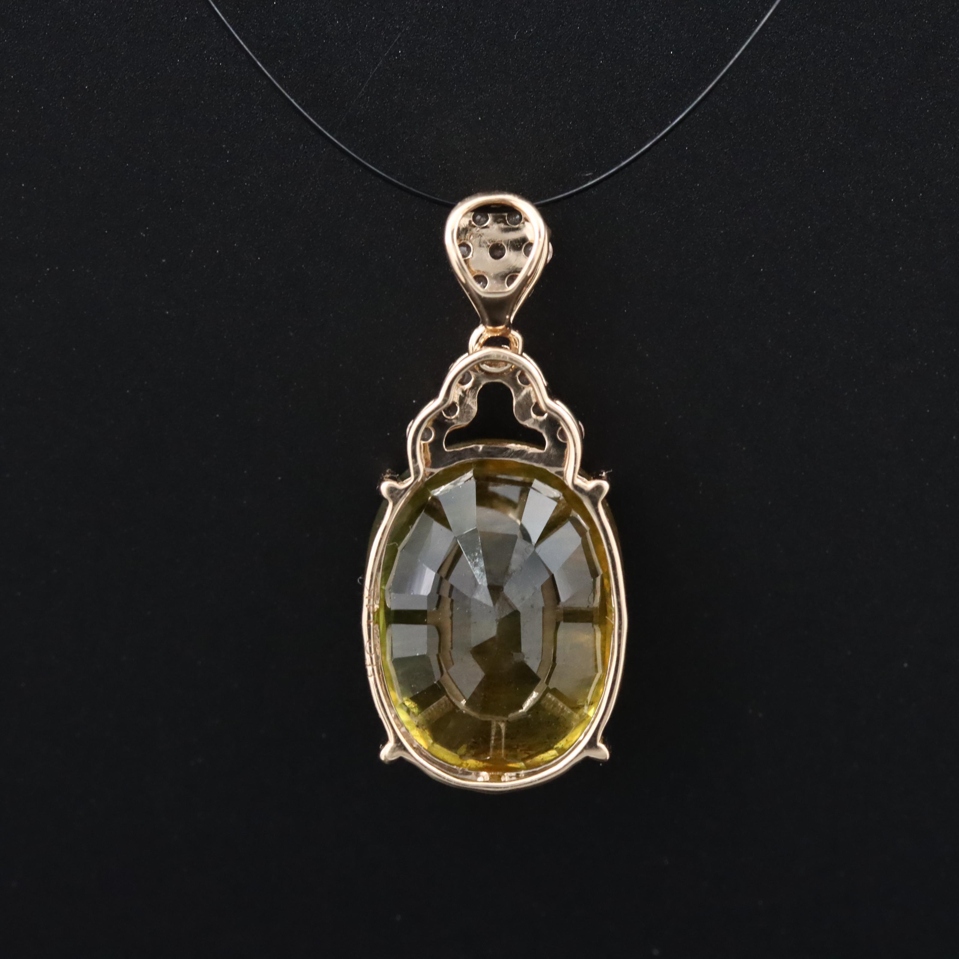 14K 7.22 CT Yellow Sapphire and White Sapphire Pendant
