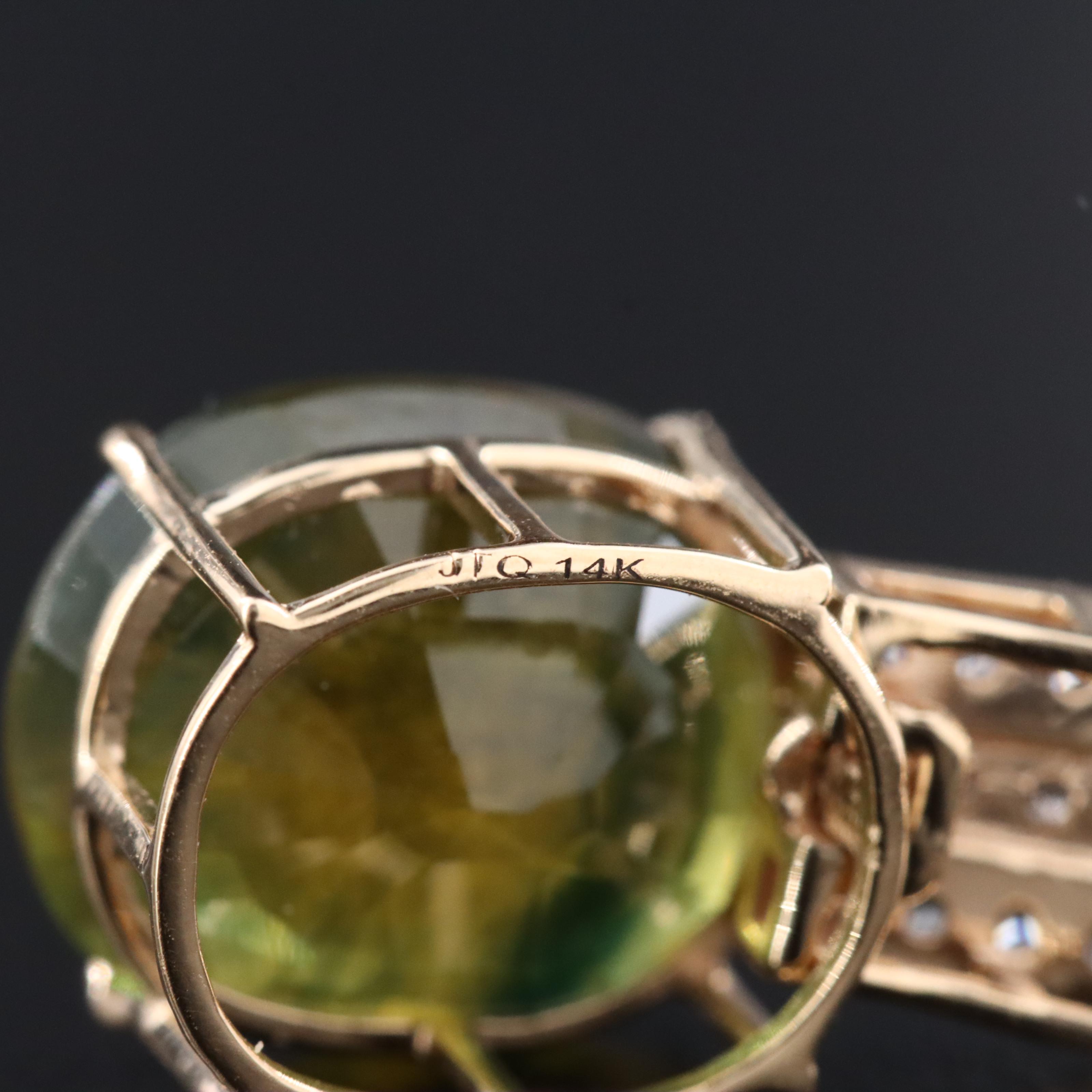 14K 3.79 CT Yellow Sapphire Pendant with White Sapphire Accents