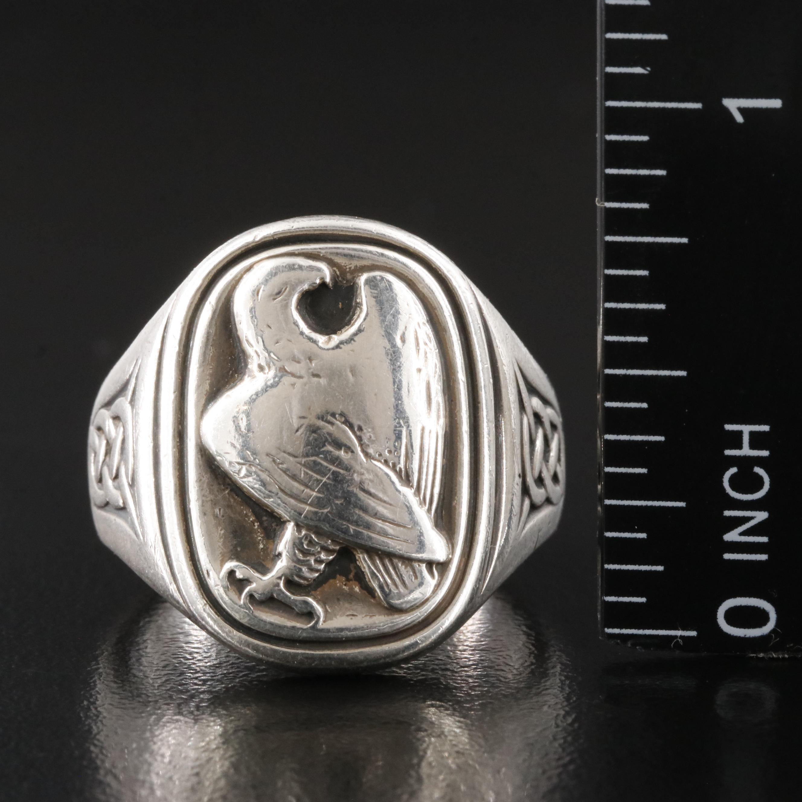Georg Jensen Sterling Rings Including Franklin Mint Eagle Signet Ring